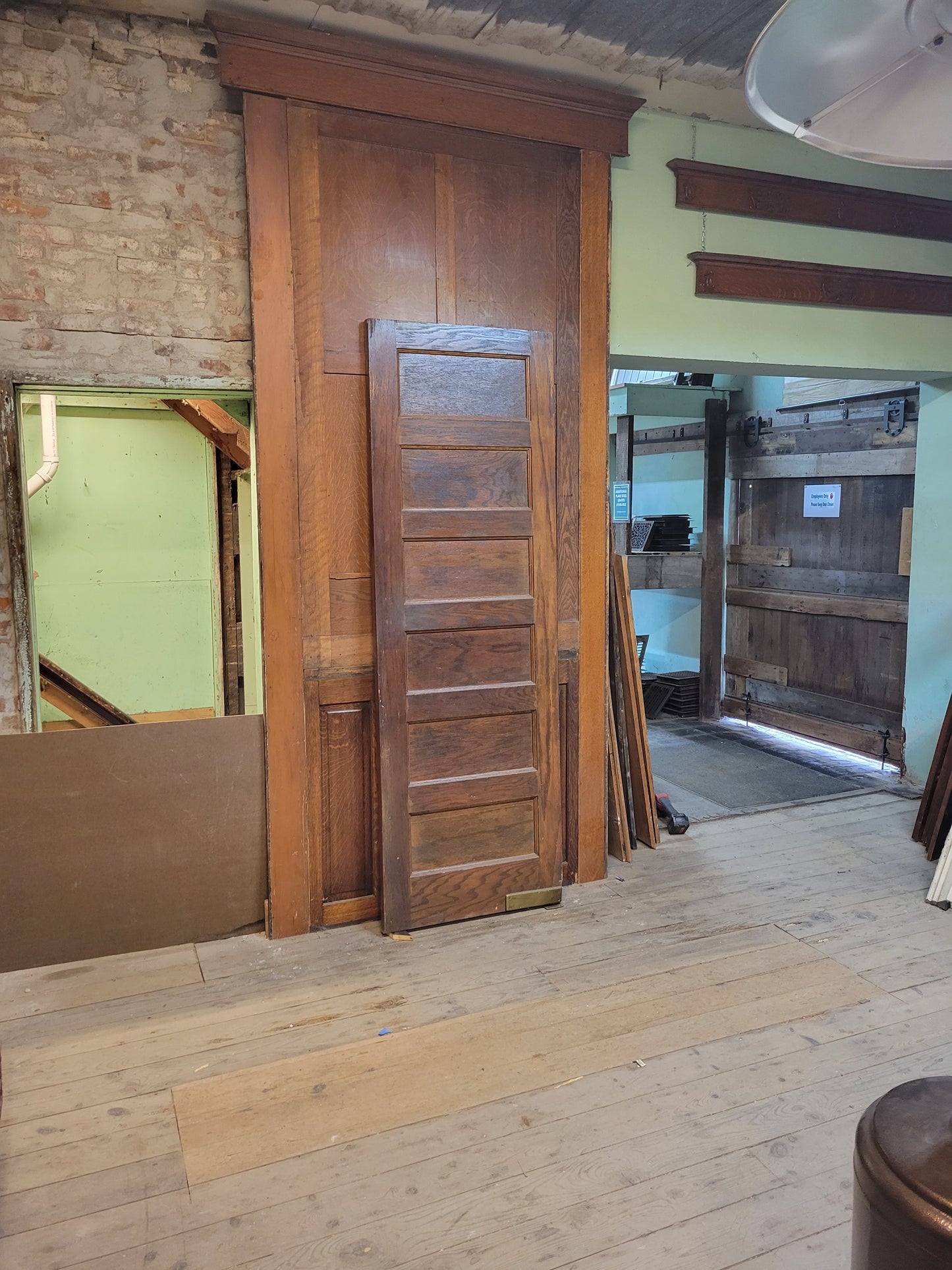 30" Antique Solid Wood Swinging Door, Antique Pivoting Butler's Door,