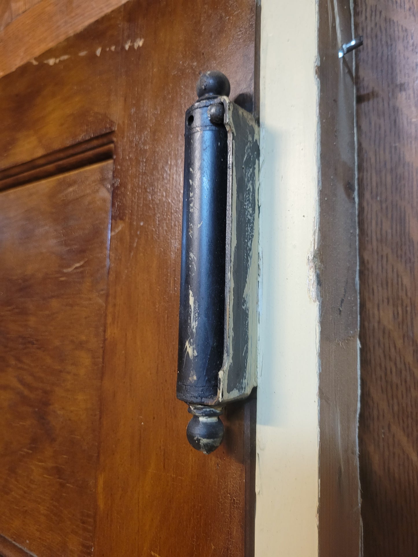 24" Narrow Vintage Swinging Door with Window, Wood and Glass Butler Style Door