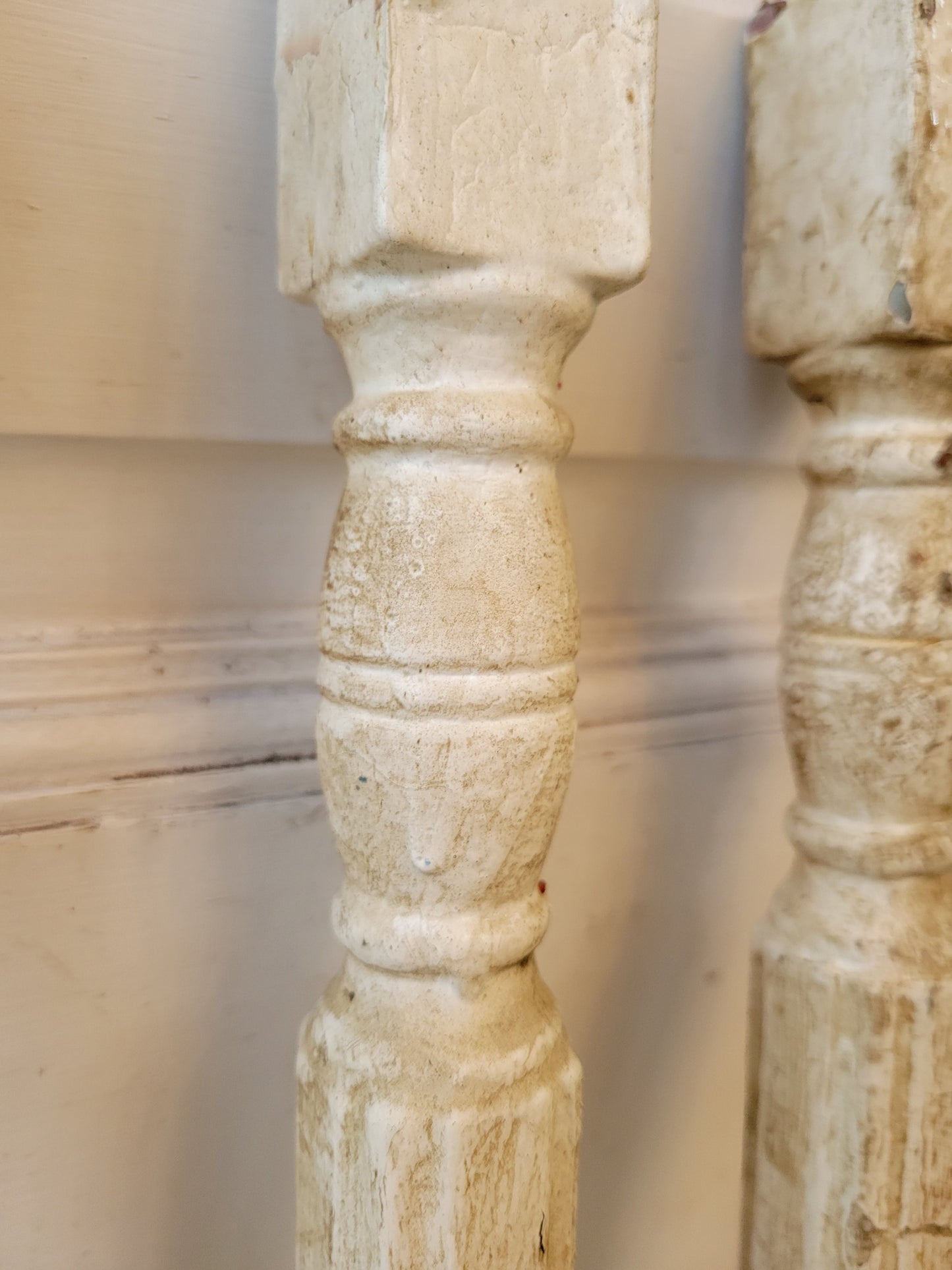 Set of 10 Antique White Spindles, Victorian Staircase Spindles or Balusters