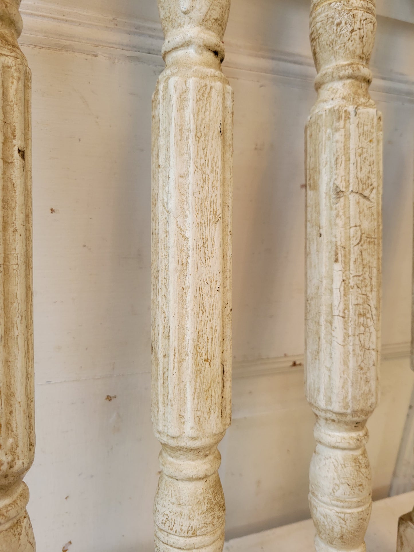 Set of 10 Antique White Spindles, Victorian Staircase Spindles or Balusters