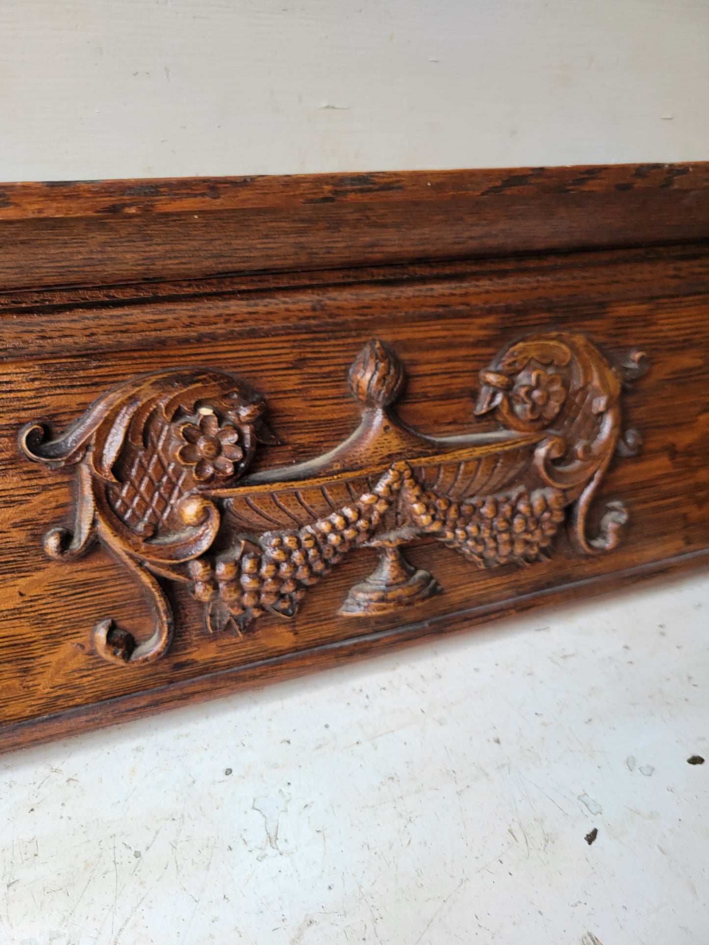 41" Ornate Victorian Doorway Header, Fancy Antique Oak Door Pediment #6