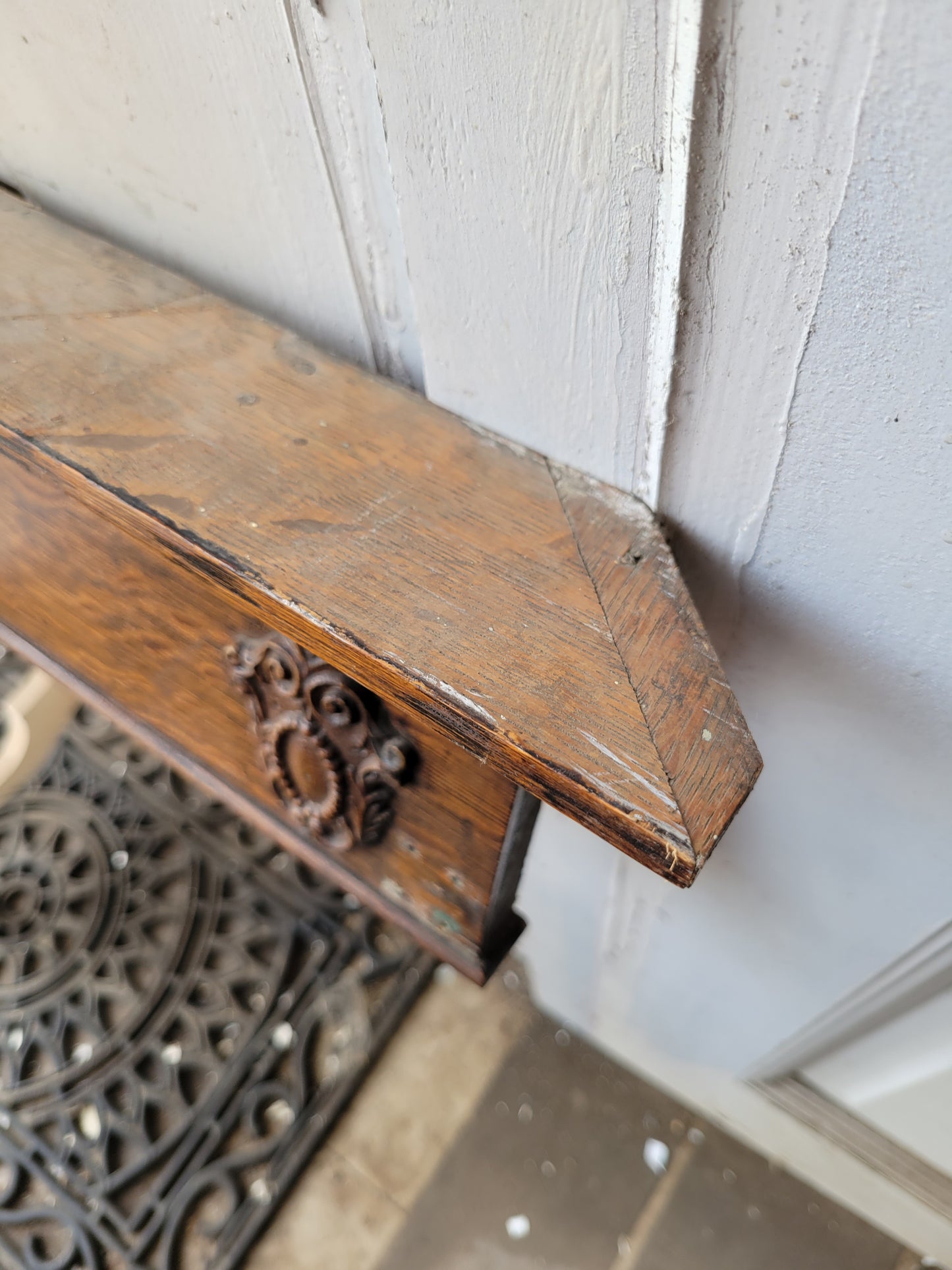 41" Ornate Victorian Doorway Header, Fancy Antique Oak Door Pediment #6