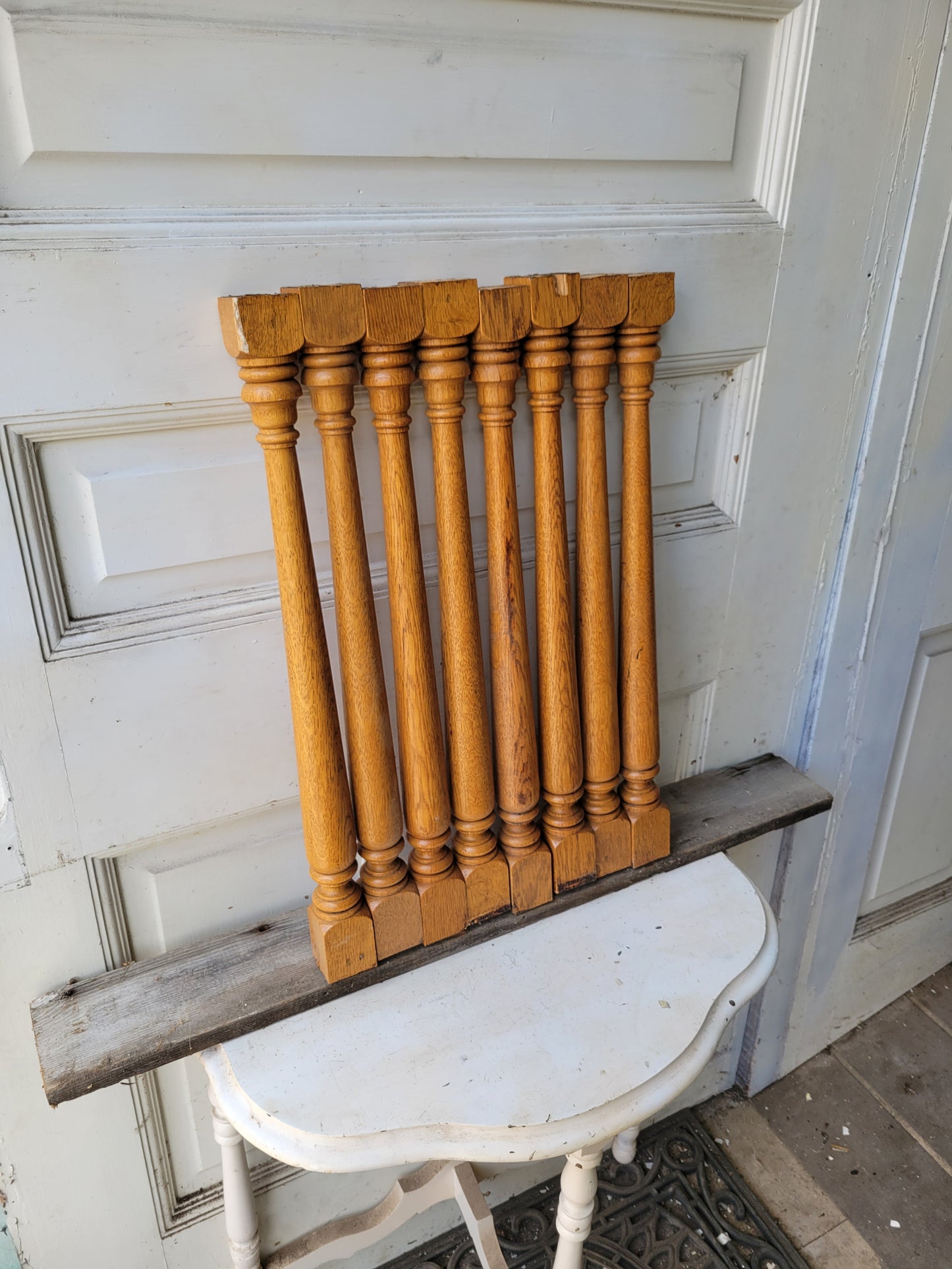 Set of 8 Antique Wood Staircase Spindles, 8 Matching Stair Balusters