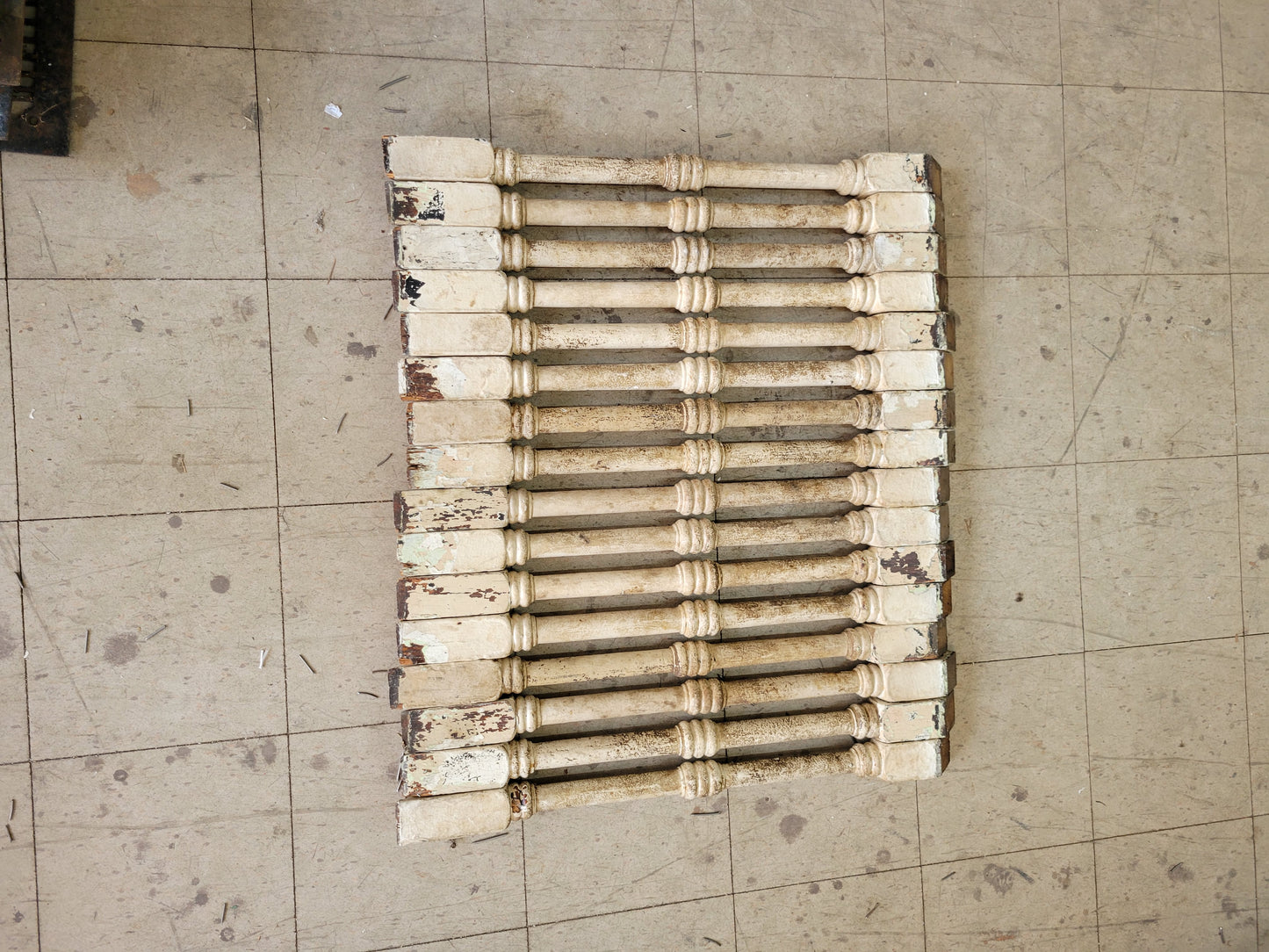 16 Matching Antique White Square Spindles, Victorian Staircase Spindle Set, Balusters