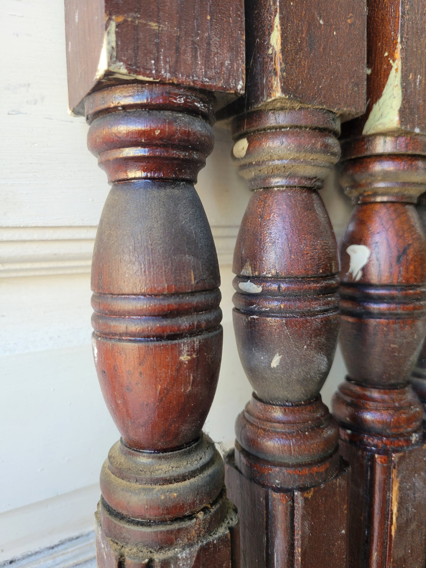 Seven Matching Antique Turned Spindles, Turned Staircase Balusters #02