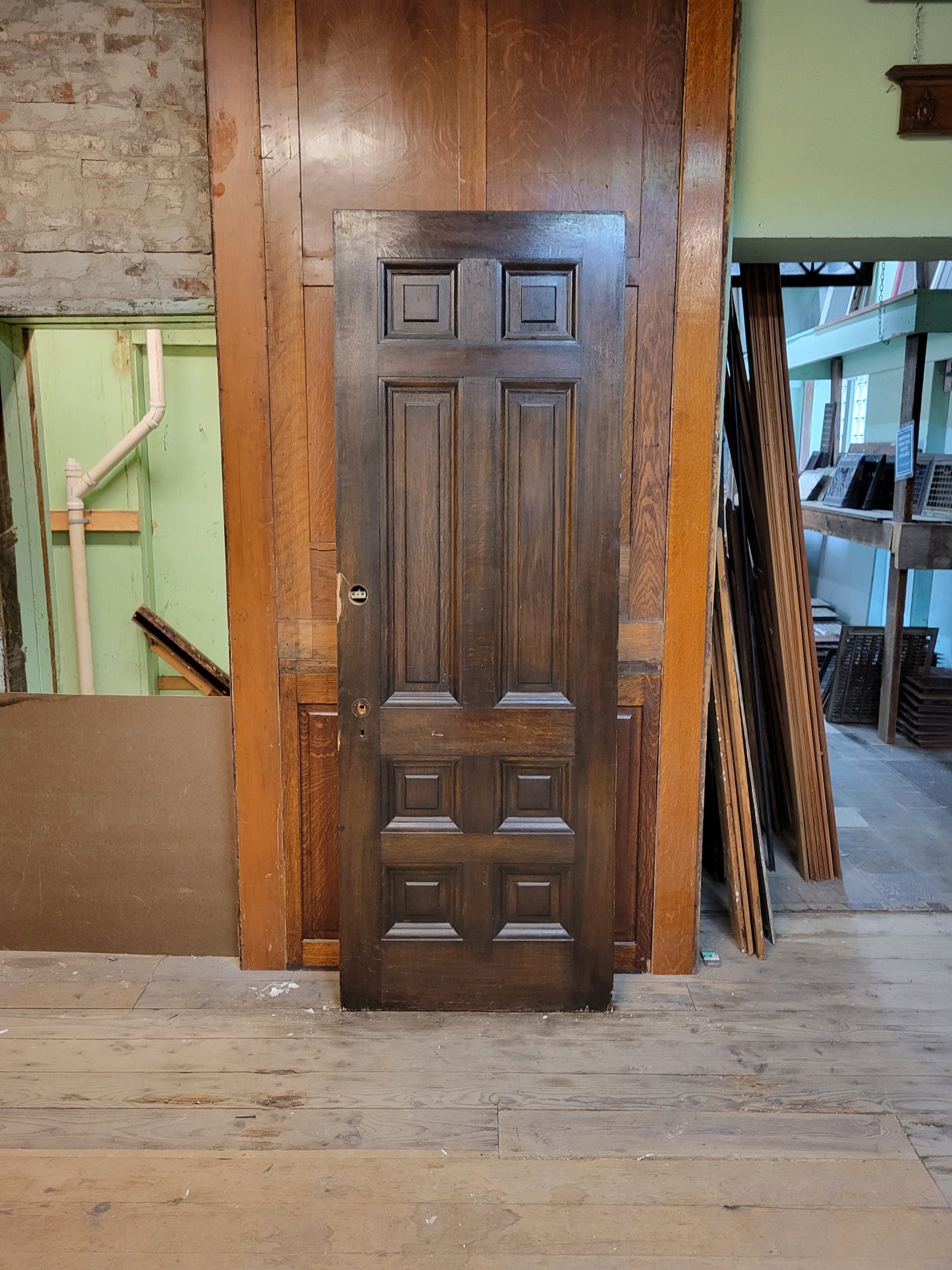 32" Eight Panel Antique Wood Door, Quarter Sawn Antique Oak Interior Door