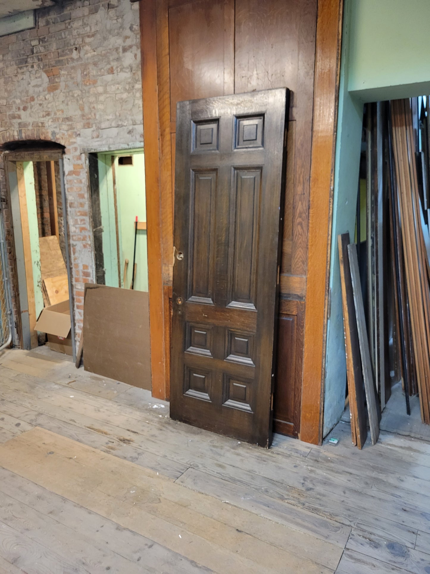 32" Eight Panel Antique Wood Door, Quarter Sawn Antique Oak Interior Door