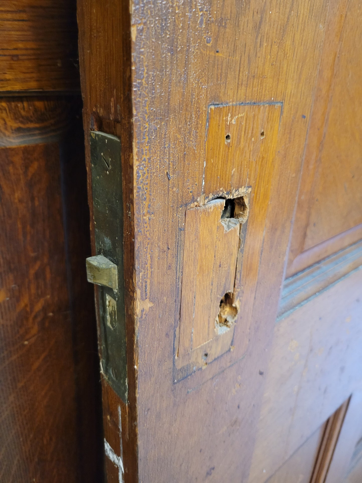 32" Tall Antique Six Paneled Door, Quarter Sawn Victorian Era Interior Door