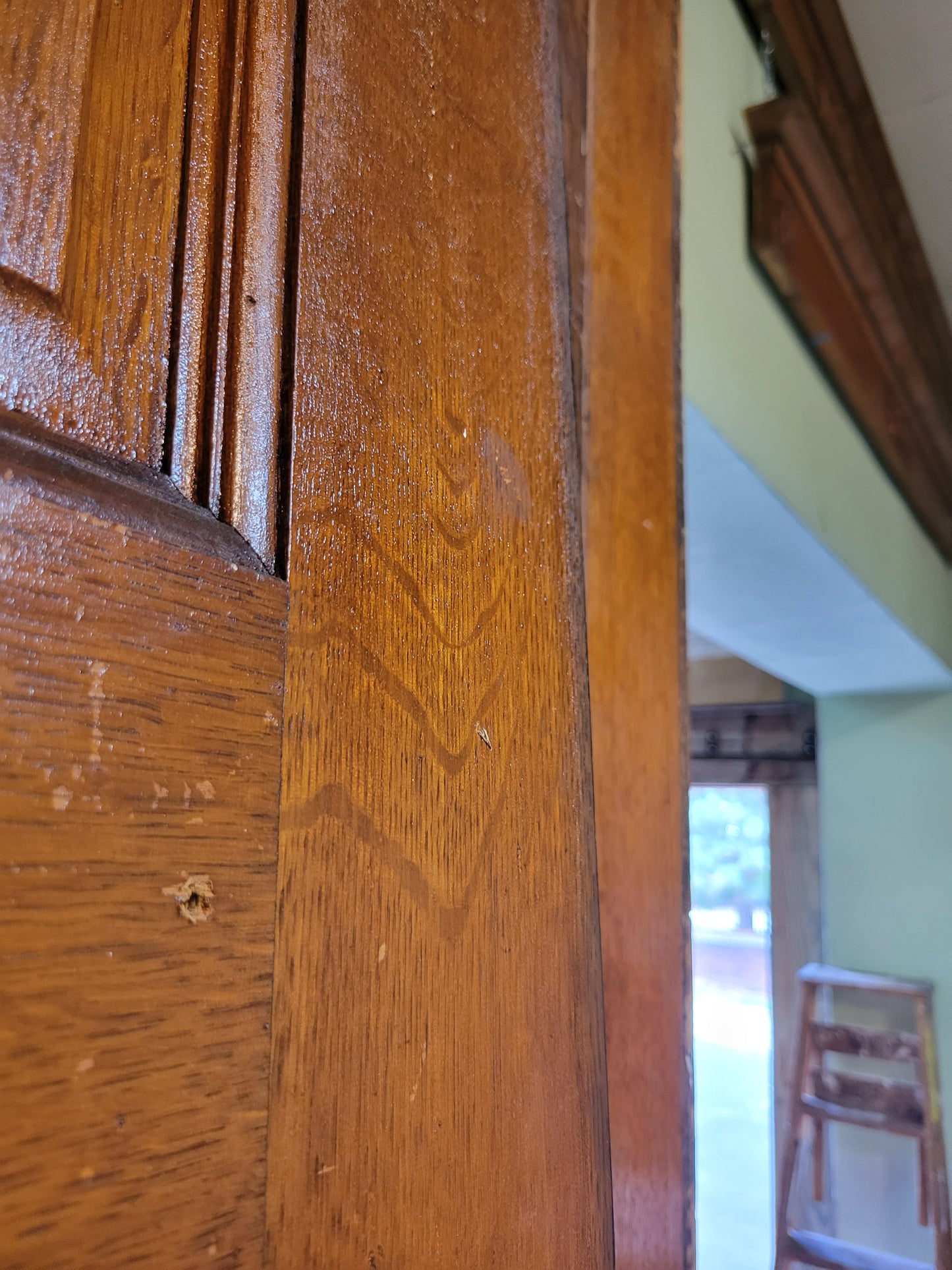 32" Tall Antique Six Paneled Door, Quarter Sawn Victorian Era Interior Door