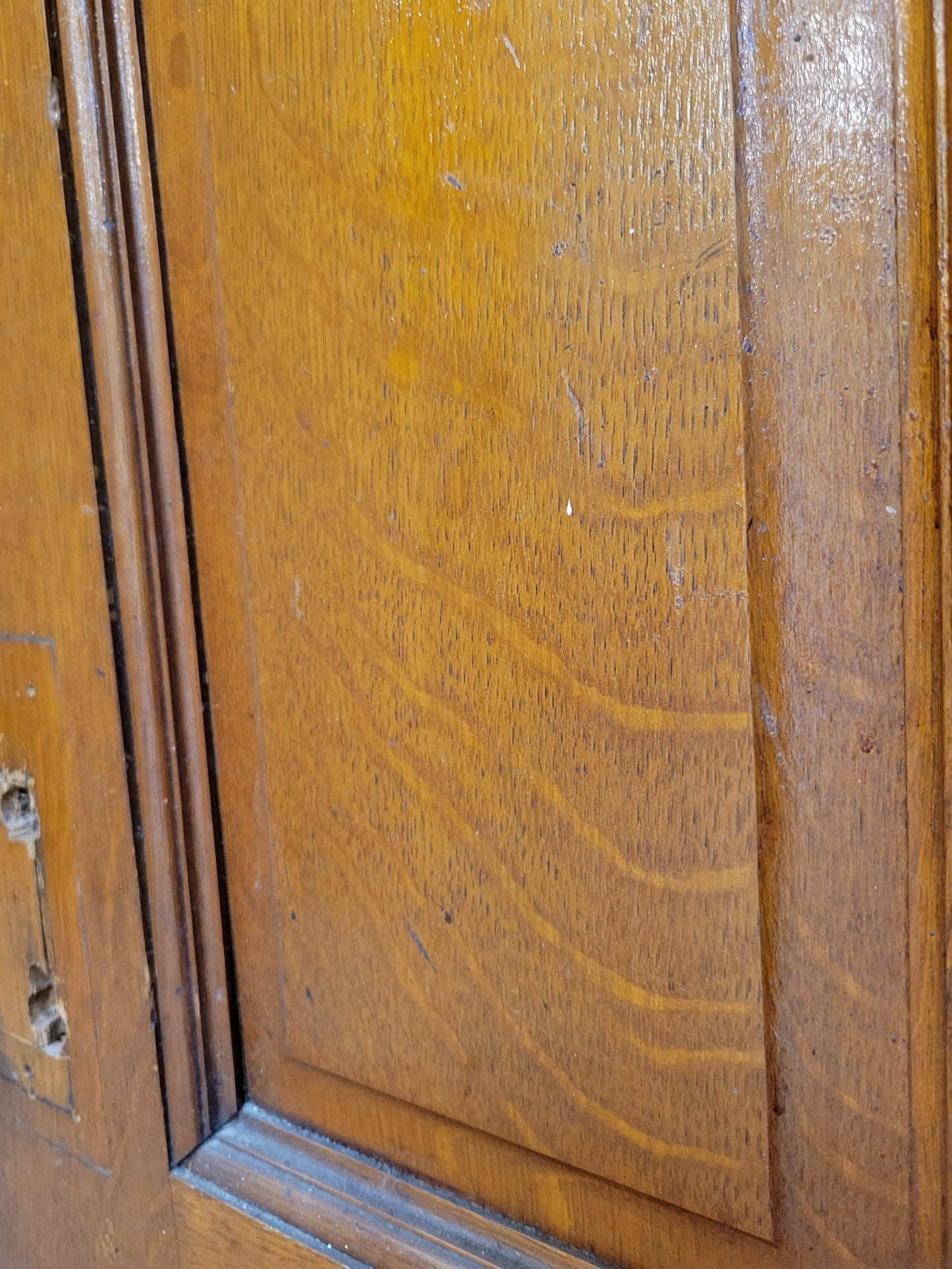 32" Tall Antique Six Paneled Door, Quarter Sawn Victorian Era Interior Door