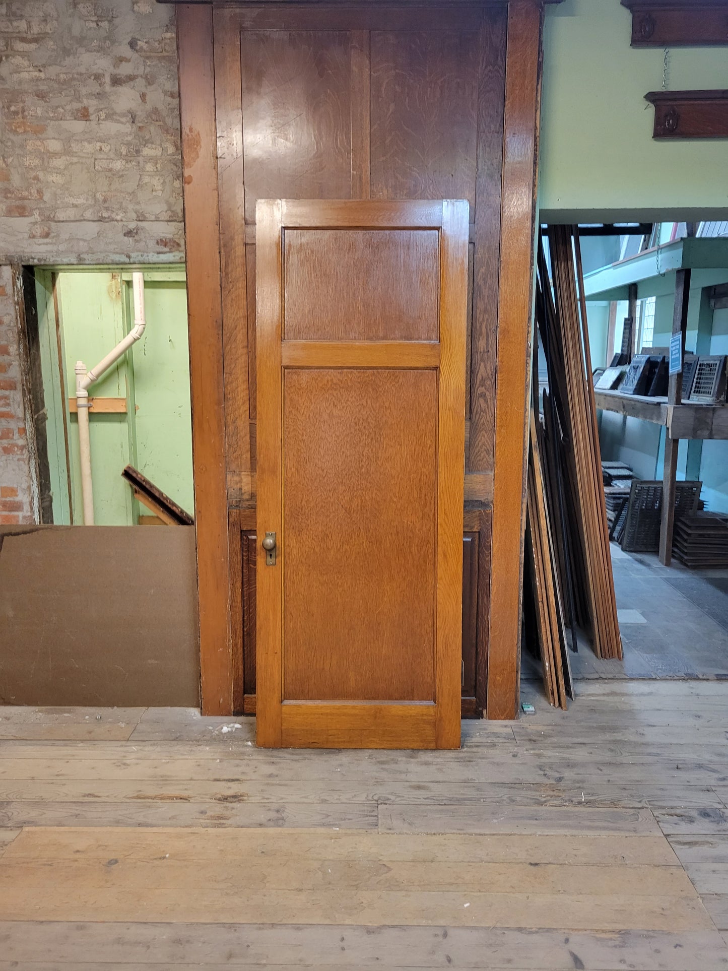34" Large Vintage Two Panel Door, Wide Two Panel 1900s Pine Interior Door