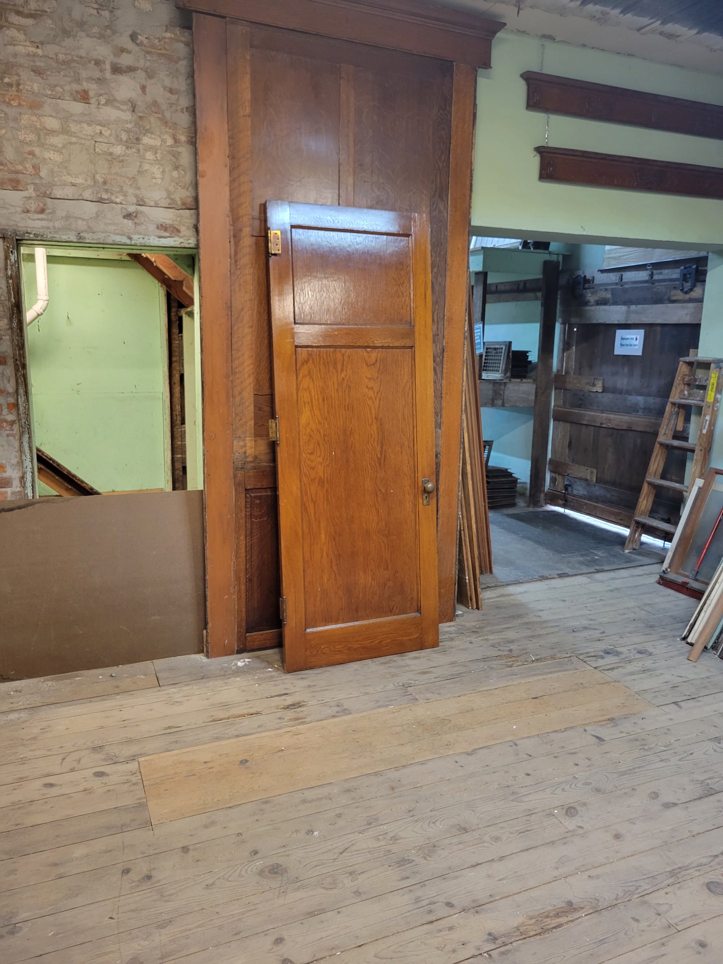 34" Large Vintage Two Panel Door, Wide Two Panel 1900s Pine Interior Door