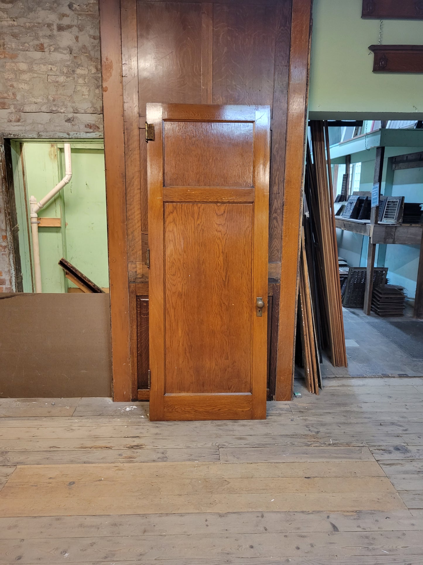 34" Large Vintage Two Panel Door, Wide Two Panel 1900s Pine Interior Door