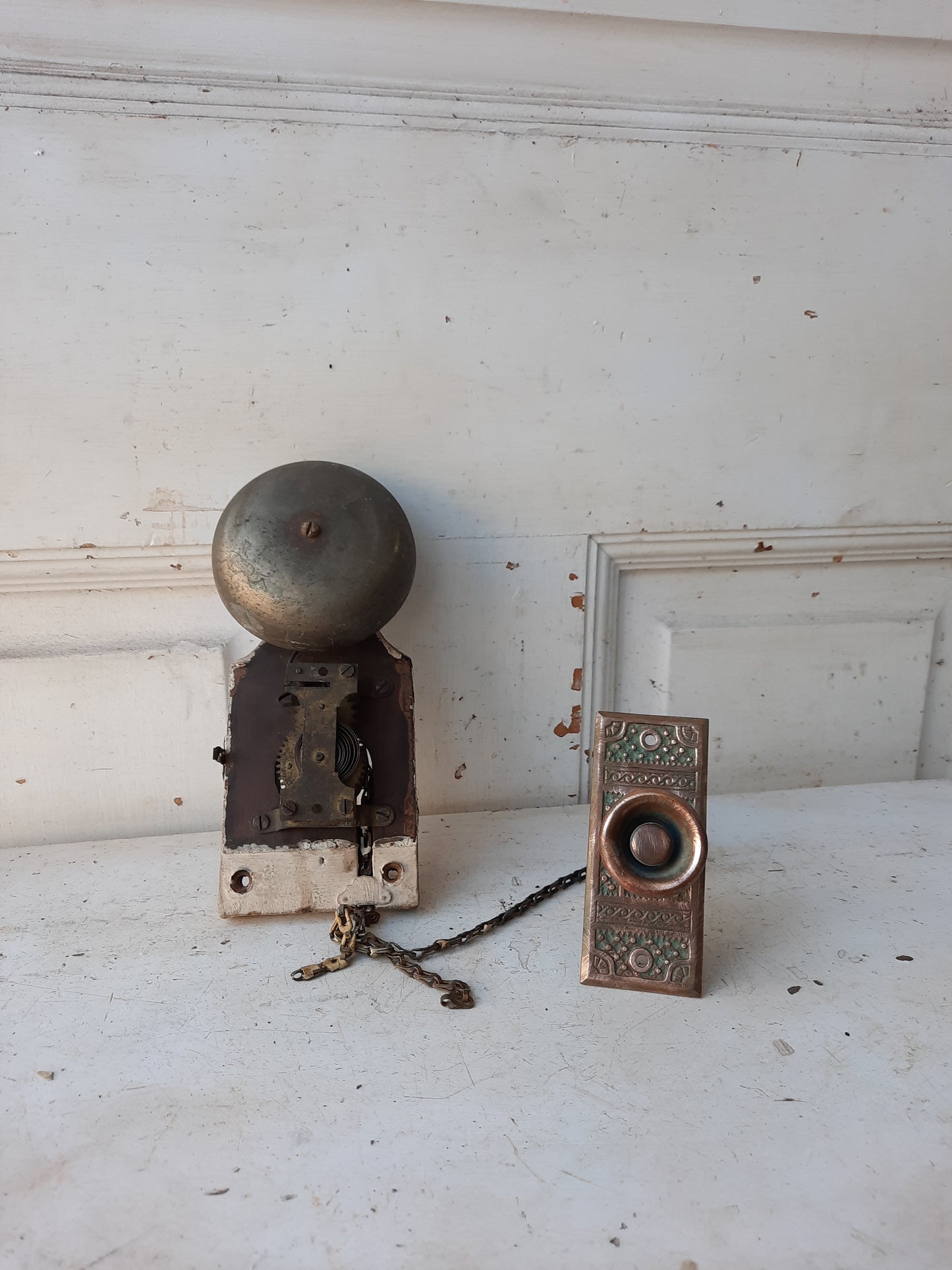 Antique Push Button Doorbell, Victorian Era Ornate Working Doorbell