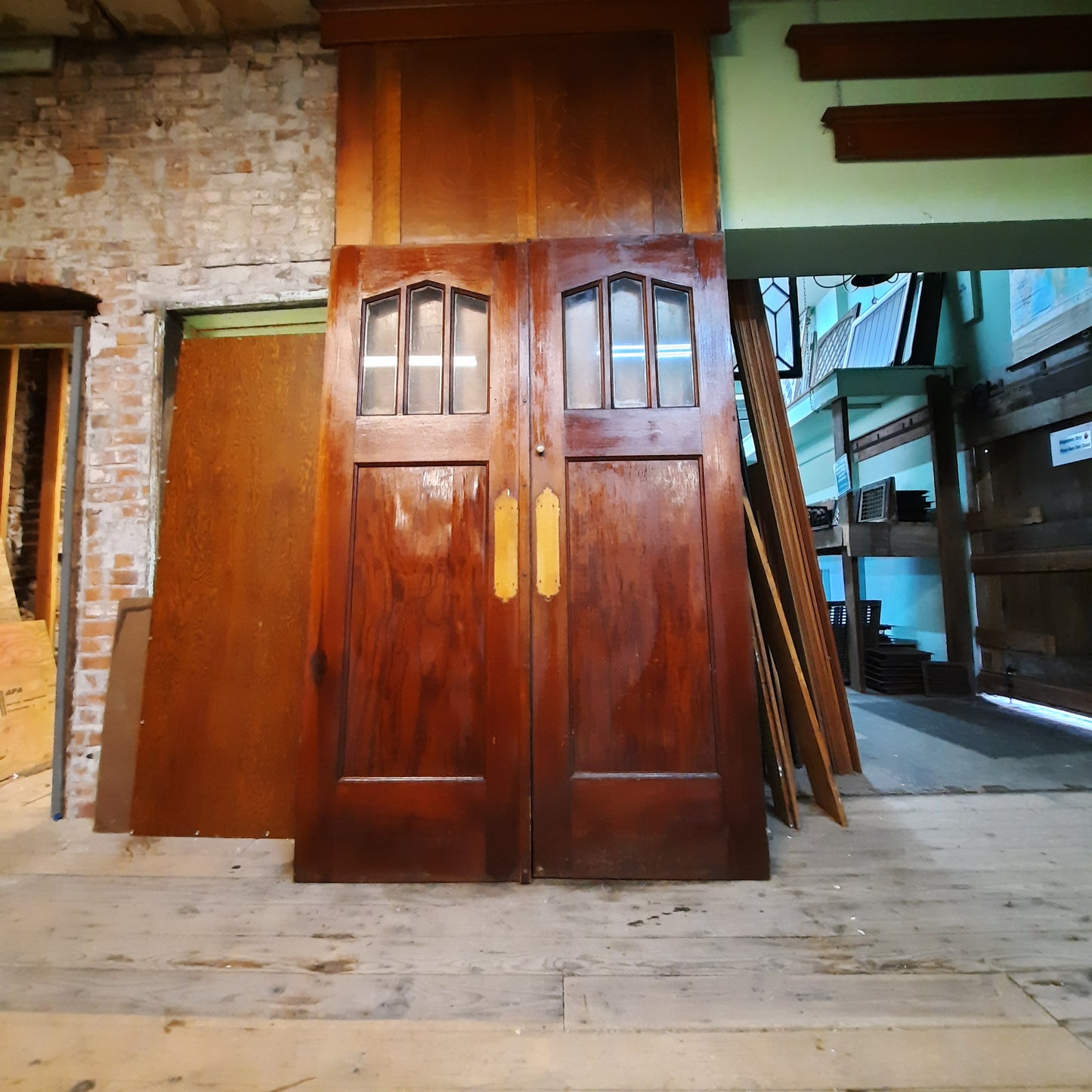 Set of Vintage Double Church Doors, Gothic Window Design Set of Wooden Doors