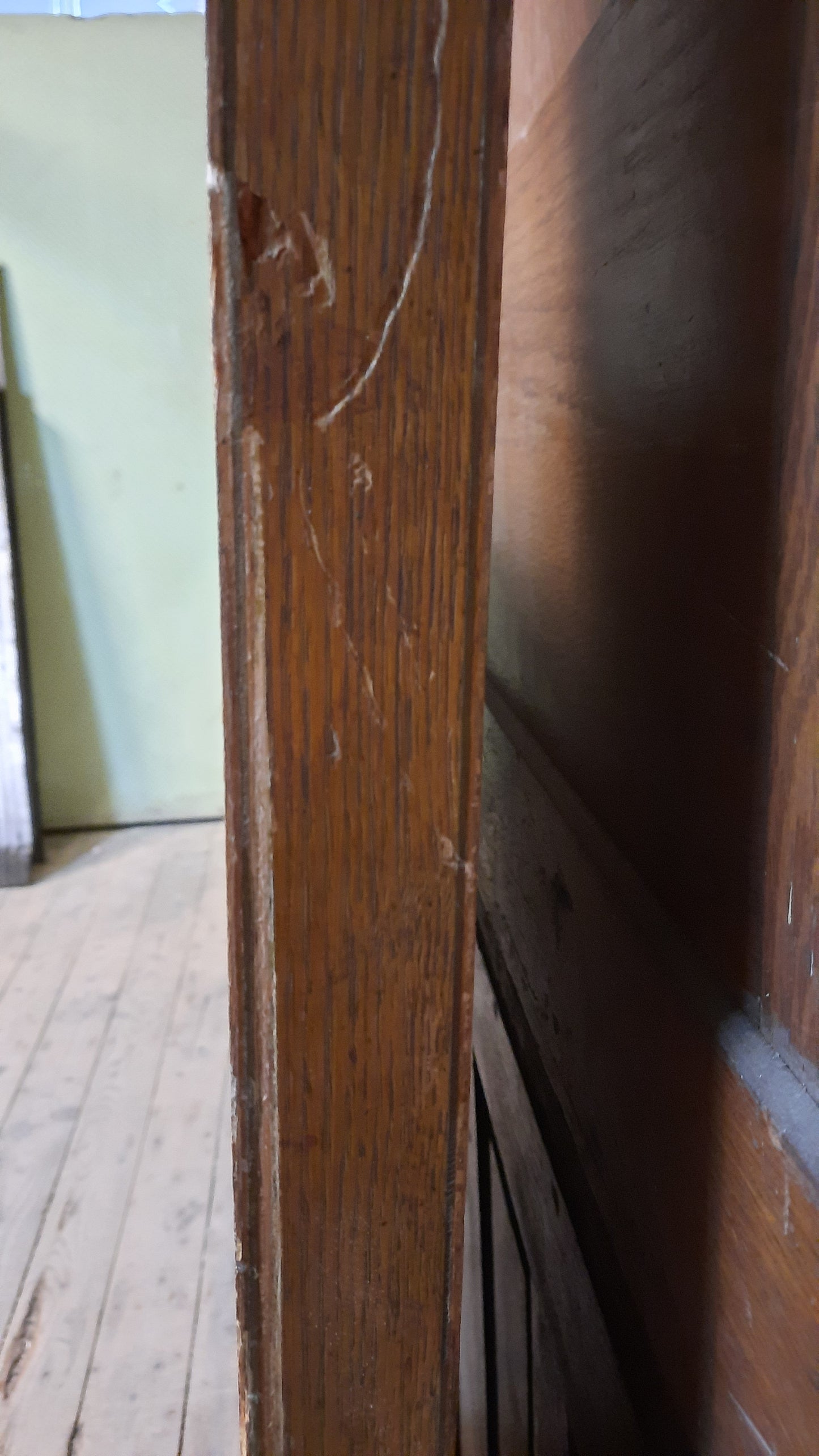 36 x 83" Vintage Wood Door with Privacy Glass, Vintage Glass and Wood School Door