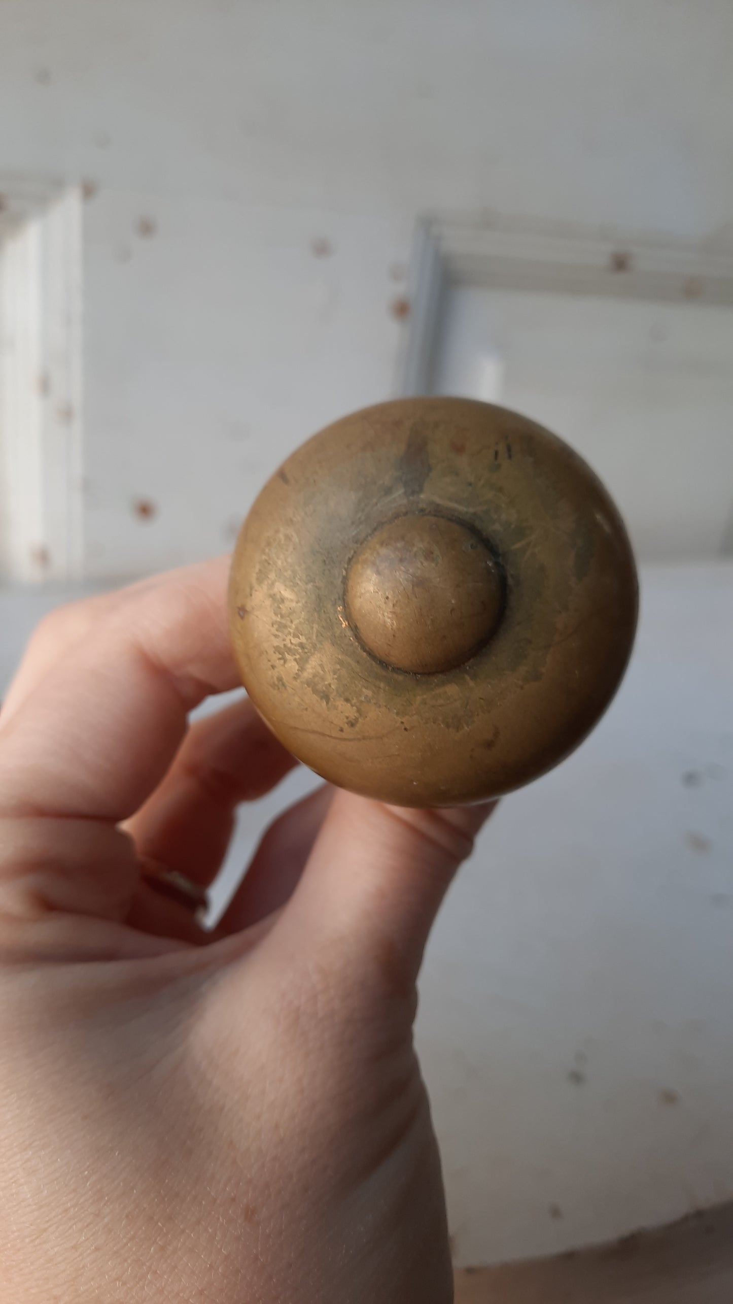 MCM Brass Doorknob Set, Vintage Mid Century Brass Small Door Knobs