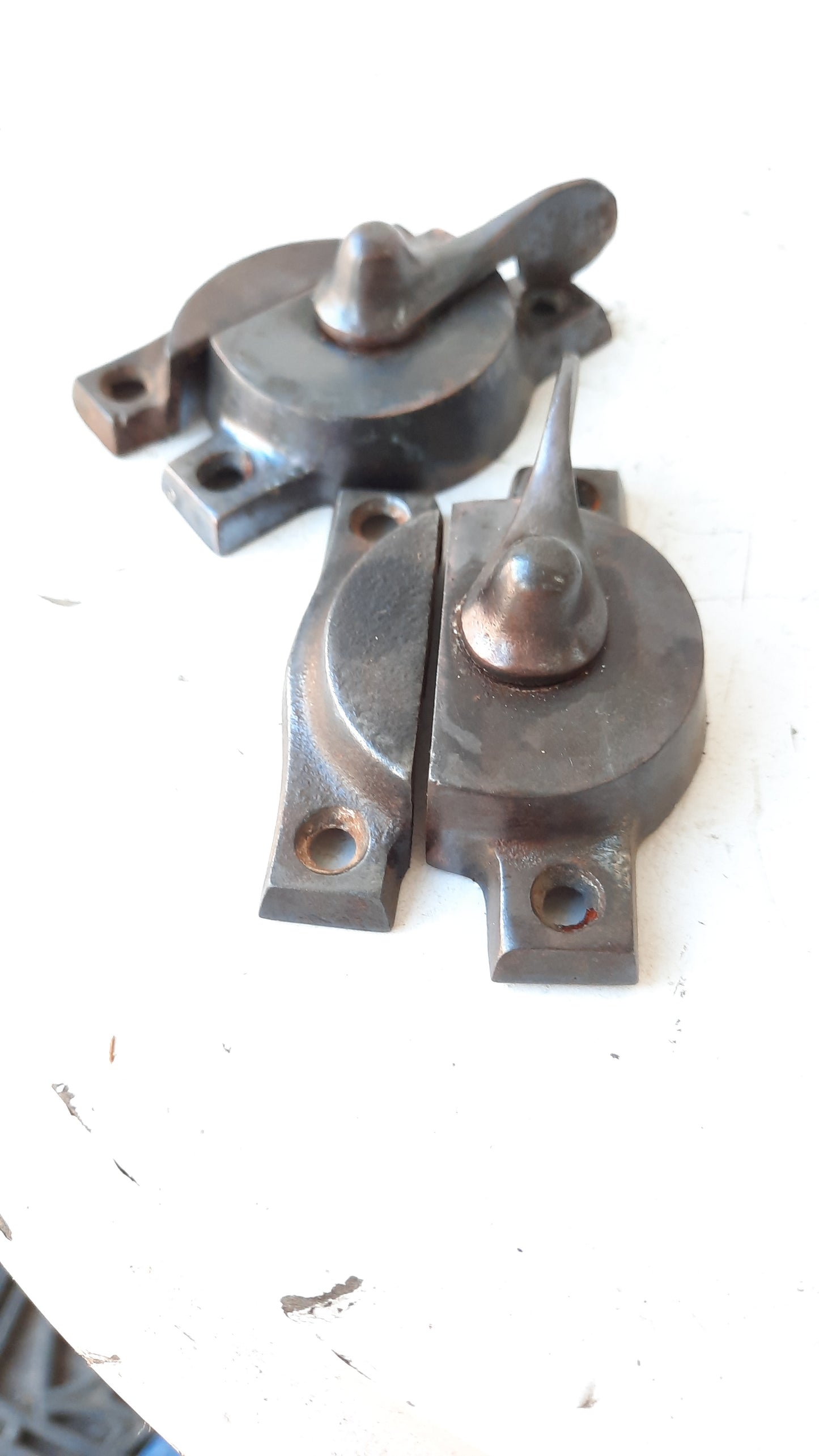 Iron and Brass Antique Window Locks, Antique Wood Sash Window Latches or Lock Set