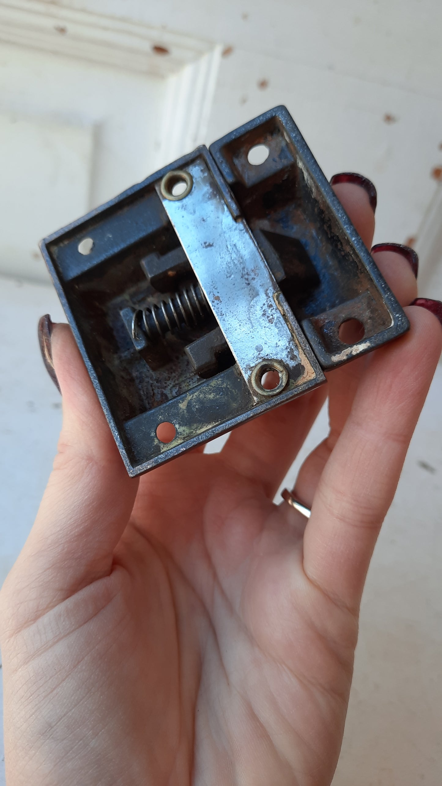 Antique Ornate Iron Eastlake Cabinet Latch, Fancy Cabinet Lock Set