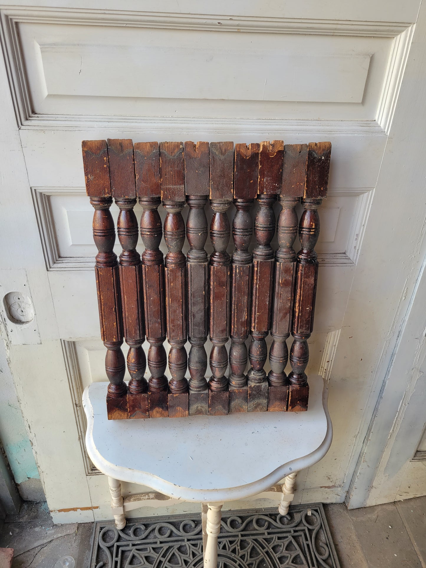 Set of 10 Antique Square Spindles, Victorian Staircase Spindle Set, Balusters #012806