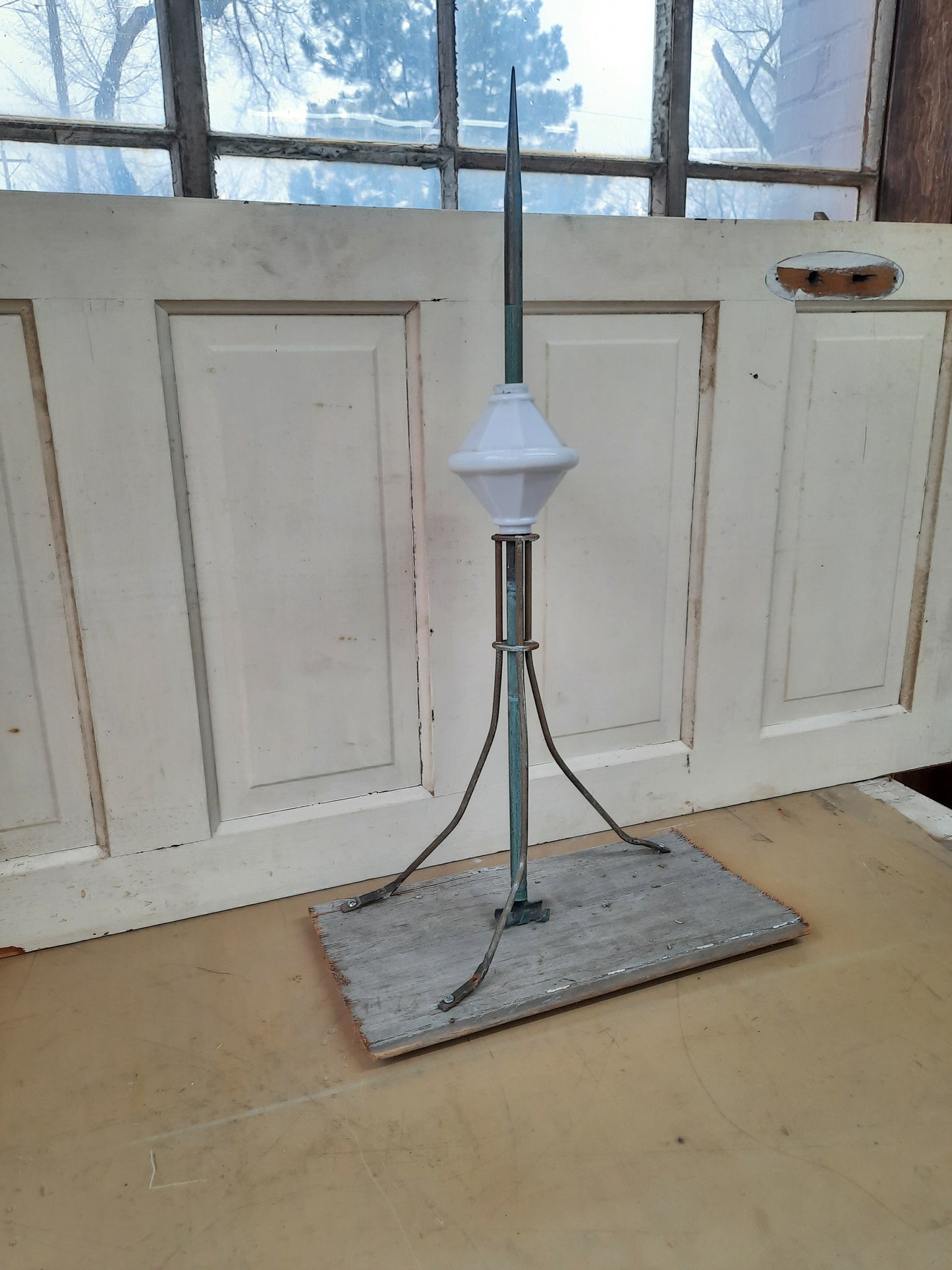Antique Lightning Rod with Geometric Glass Globe, Copper Lightning Rod with Ball #1