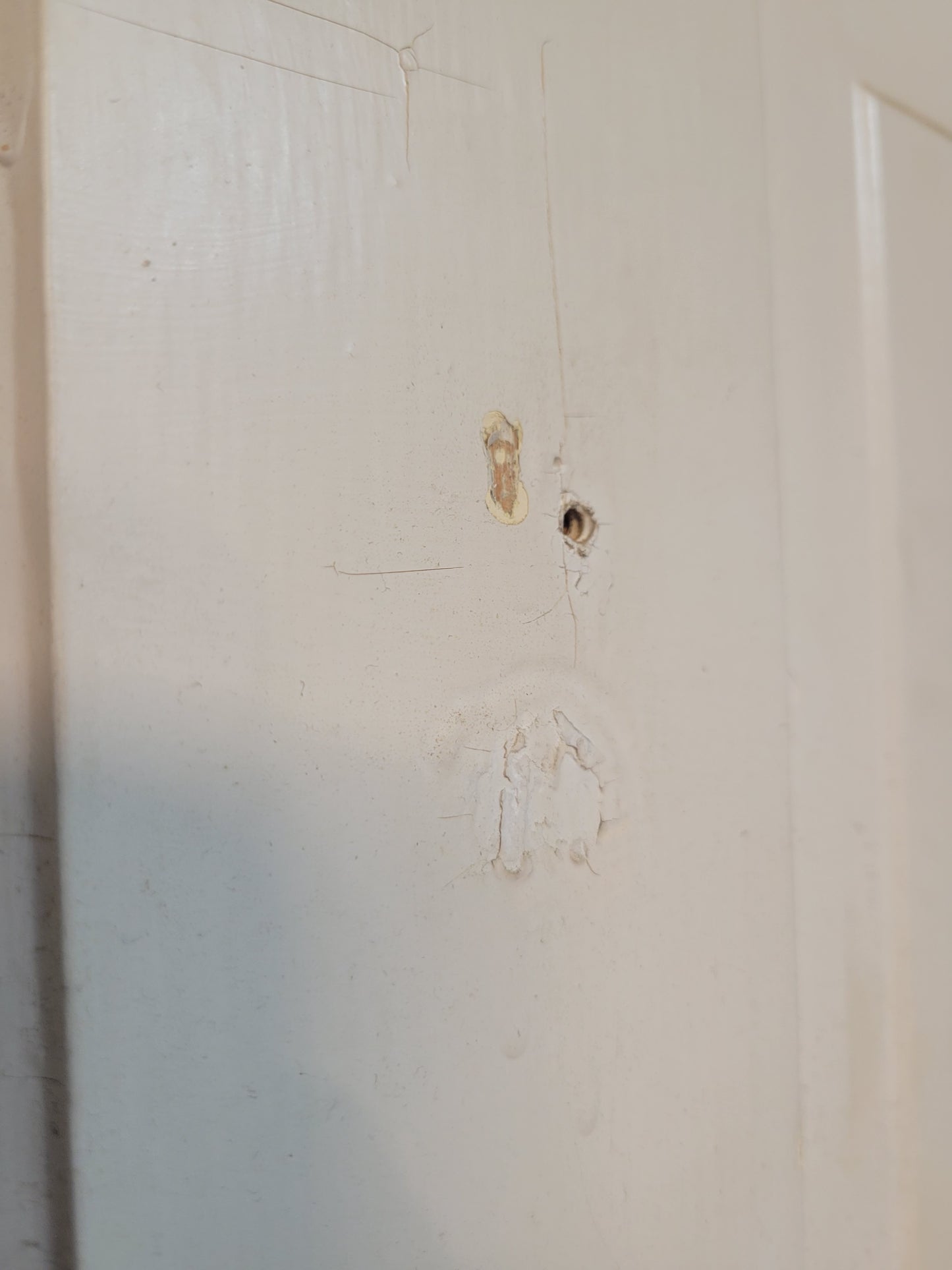 Pair of Antique White Five Panel Doors, Narrow Set of Solid Wood Double Doors #1