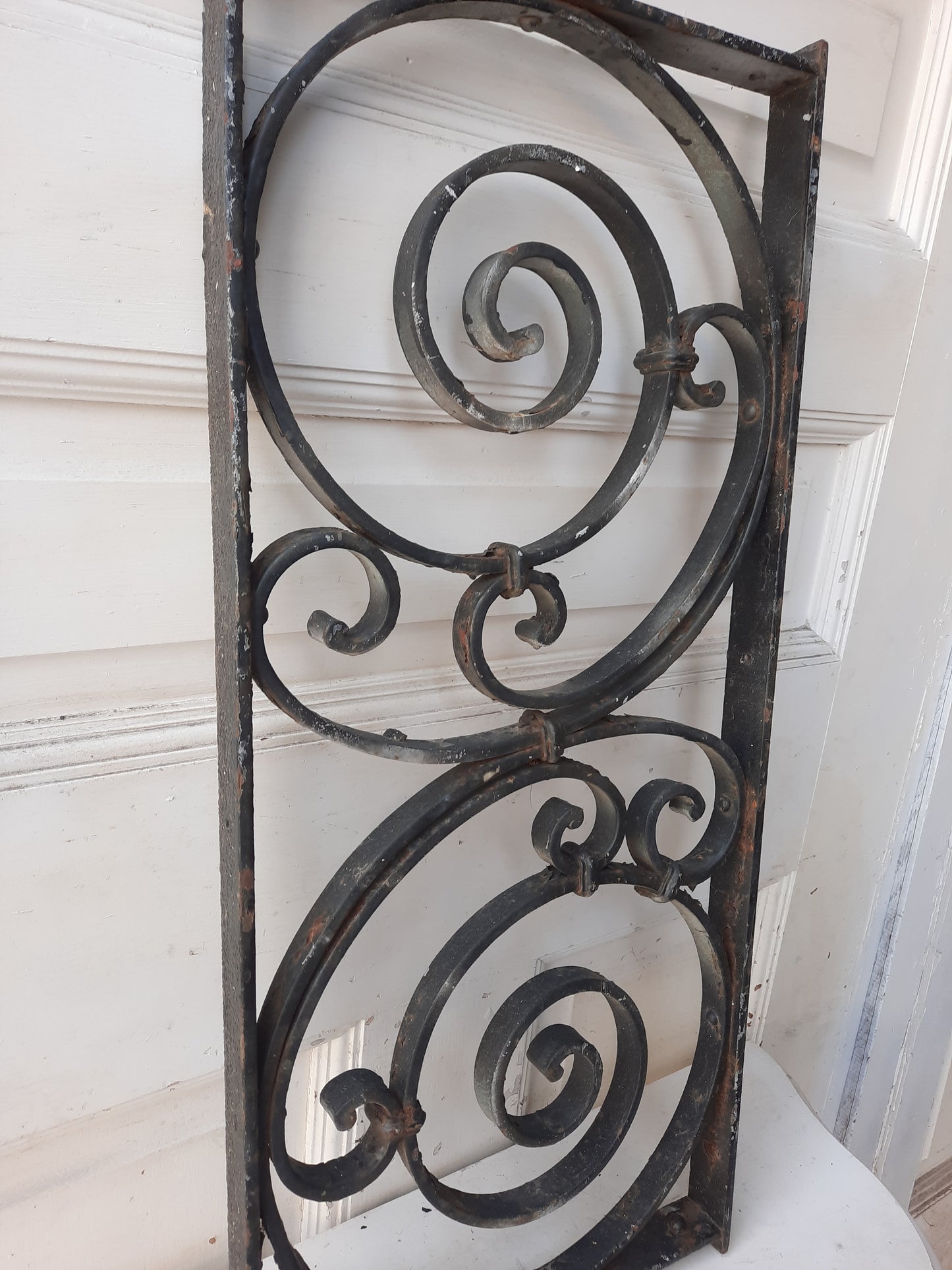 Antique Wrought Iron Decorative Panel, Scroll Wrought Iron Screen Cover