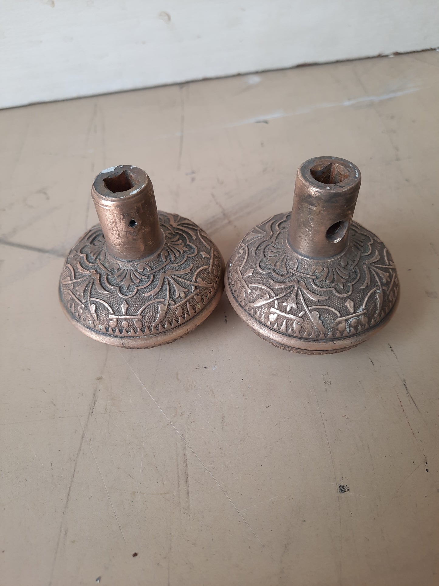 Victorian Wrought Bronze Aesthetic Style Doorknob Set, Antique Eastlake Bronze Ornate Door Knobs