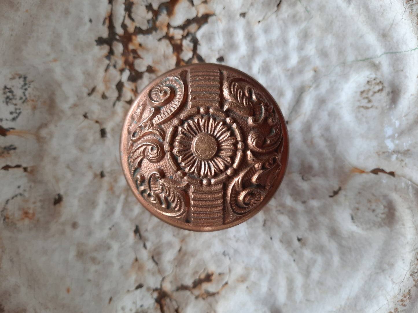 Portulaca Door Knob by Penn ca 1895, Antique Bronze Doorknob Ornate Pattern