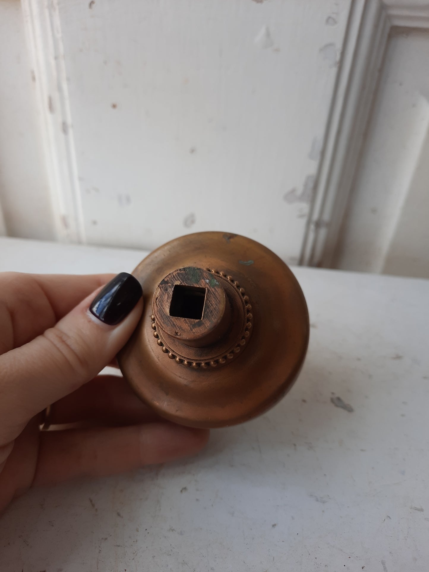 Genoa design by Corbin Large Entry Size Door Knob, Antique Large Bronze Doorknob for Front Door
