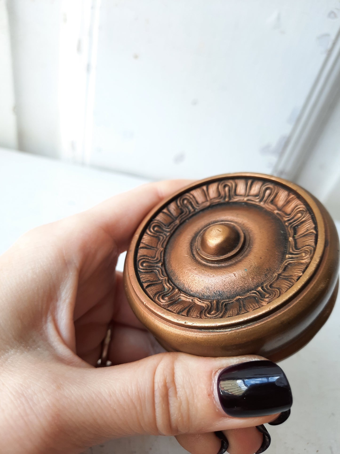 Genoa design by Corbin Large Entry Size Door Knob, Antique Large Bronze Doorknob for Front Door