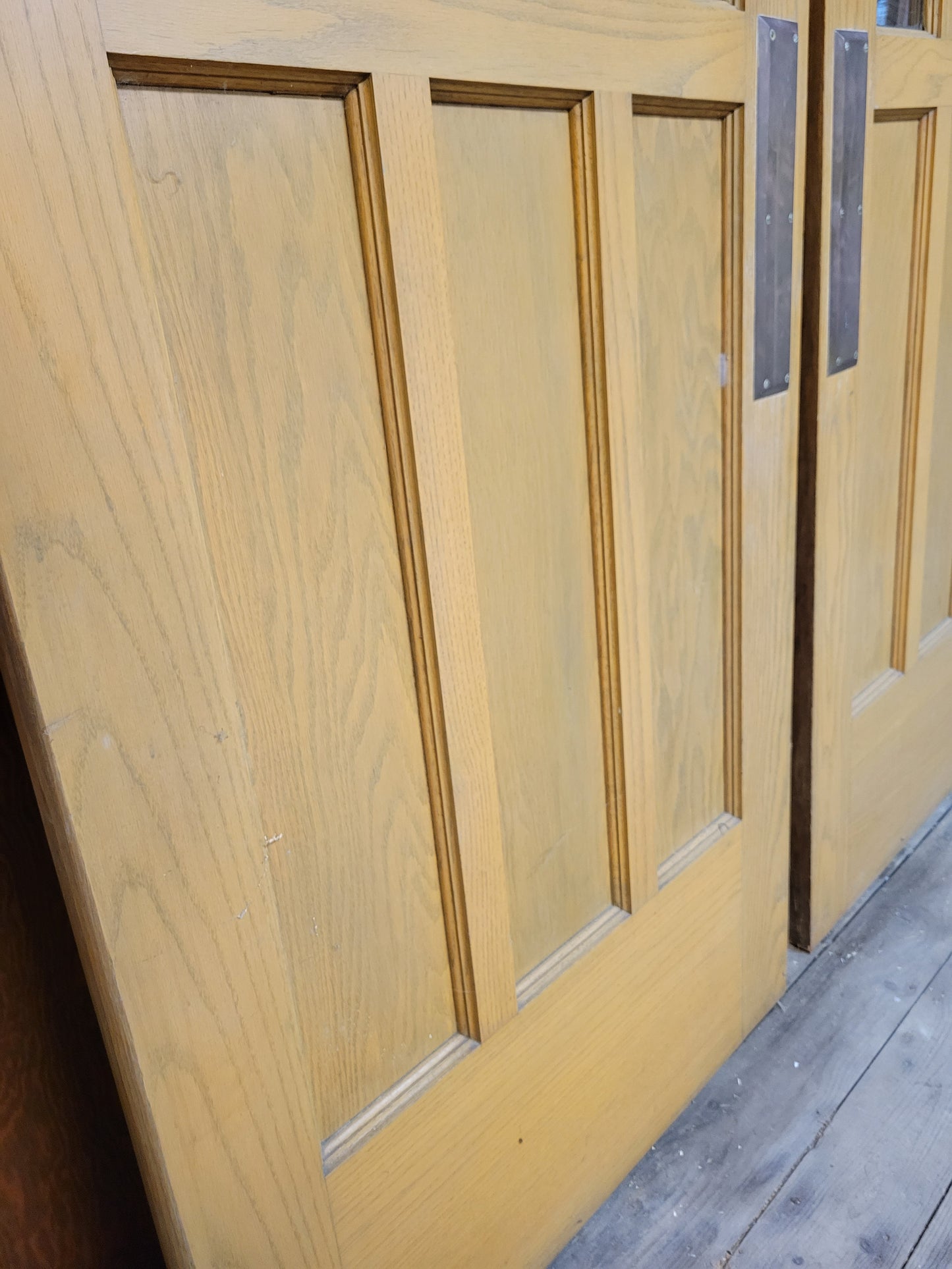 72" Wide Pair of Mid Century Glass Doors from Church, Vintage Double Pivoting Glass Church Doors #1