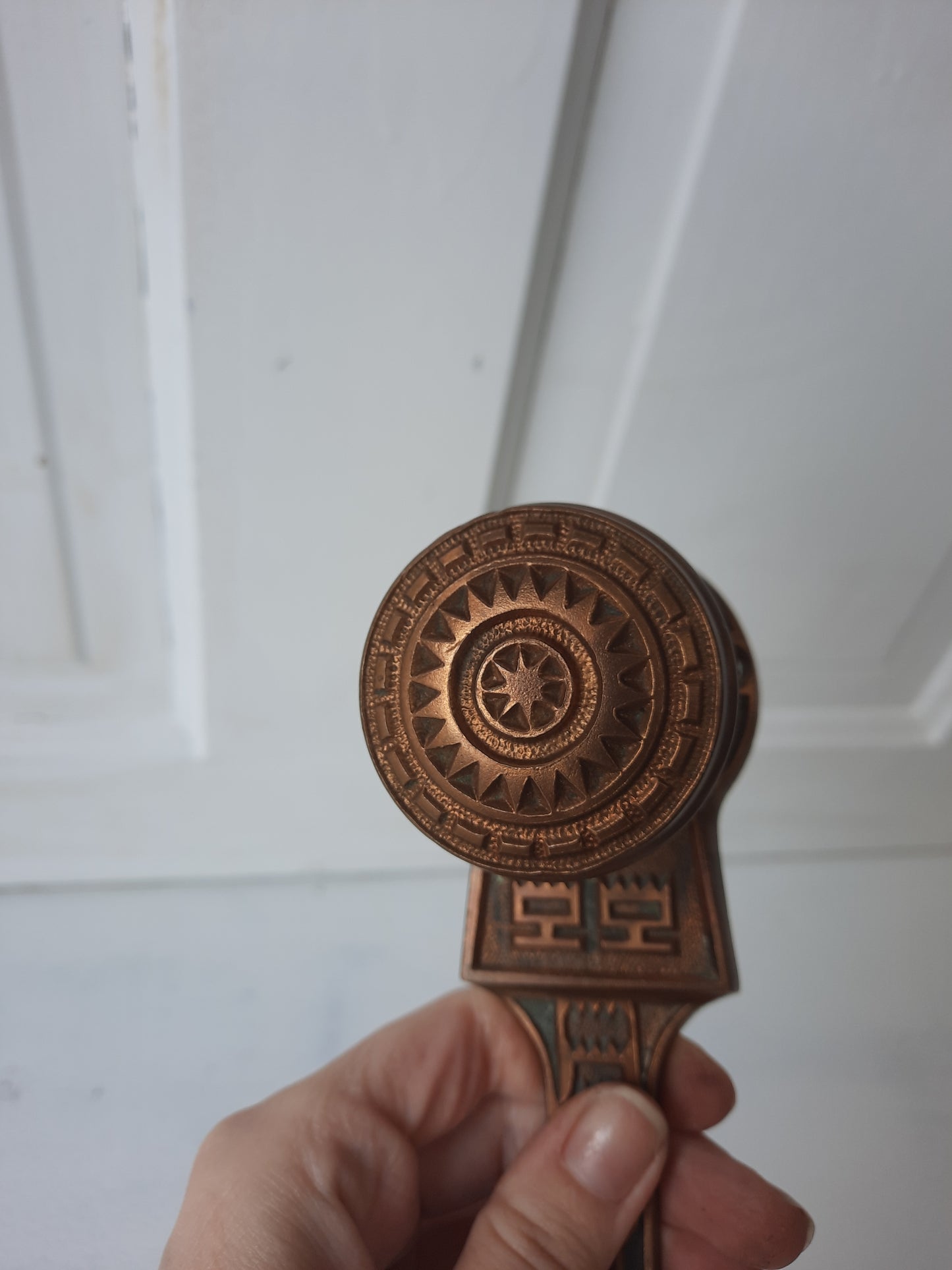 Gilbert Lock Works Antique Bronze Doorknob and Plate Combination