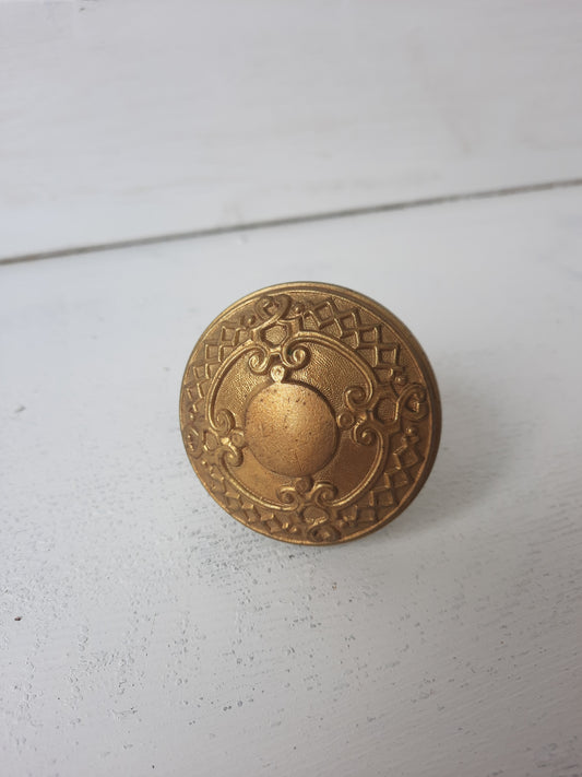 Croatia Design Doorknob by Corbin, Early 1900s Fancy Brass Antique Door Knob
