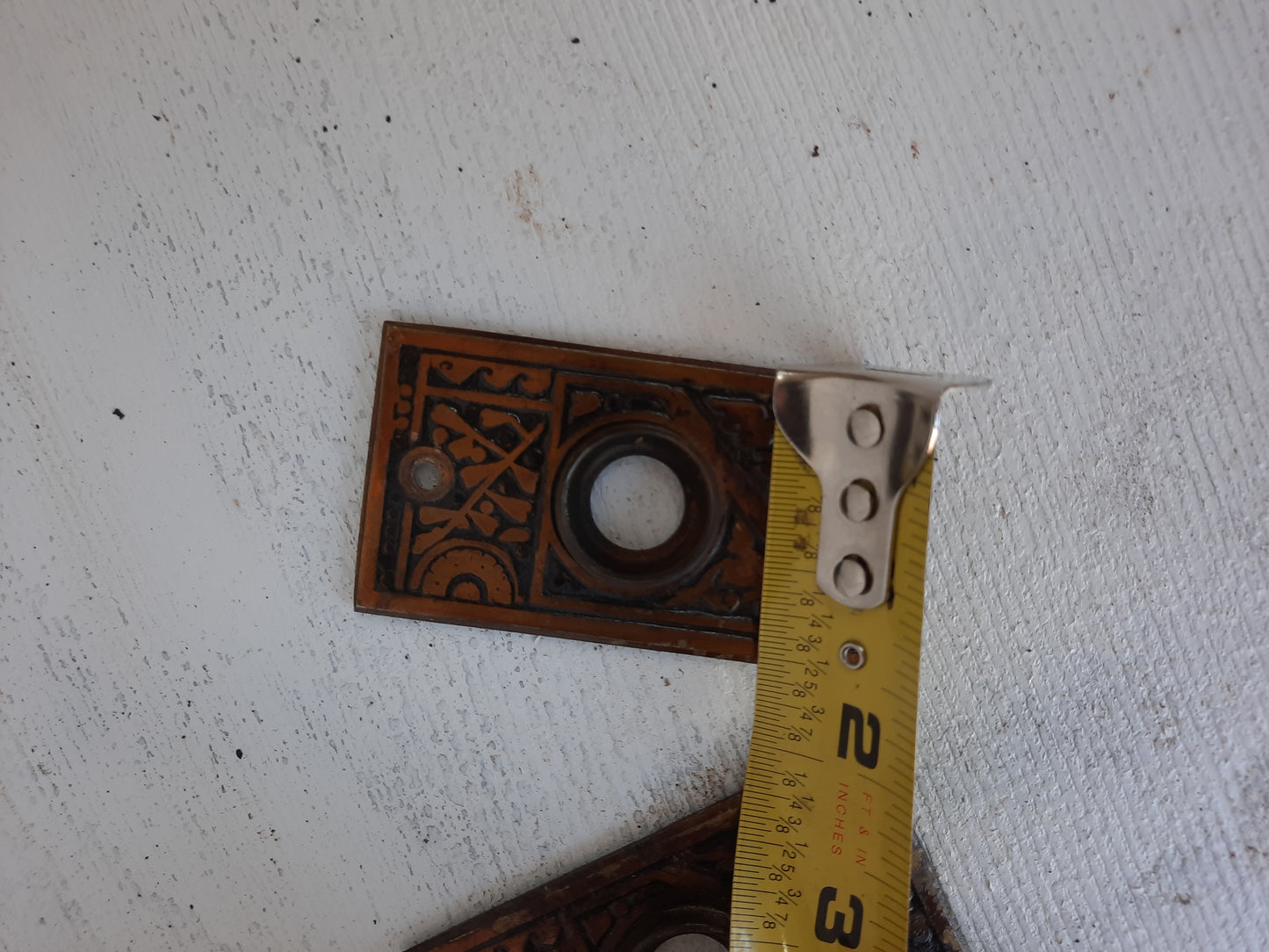 Small Bronze Ceylon Pattern Backplates with No Keyholes, Bronze Eastlake Doorknob Escutcheons
