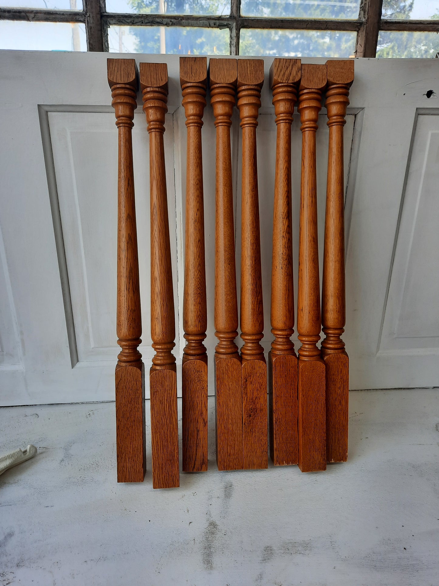 Set of 8 Antique Wood Staircase Spindles,  Matching Stair Balusters