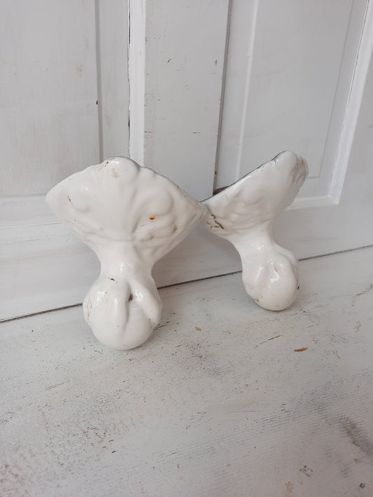 Victorian Era Cast Iron and Porcelain Ball and Claw Design Bathtub Feet #070104