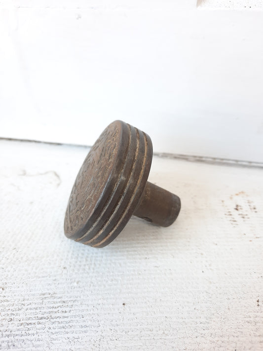 Vernacular Iron Doorknob by Russell Erwin c. 1880, Antique Eastlake Style Drum Knob 072711