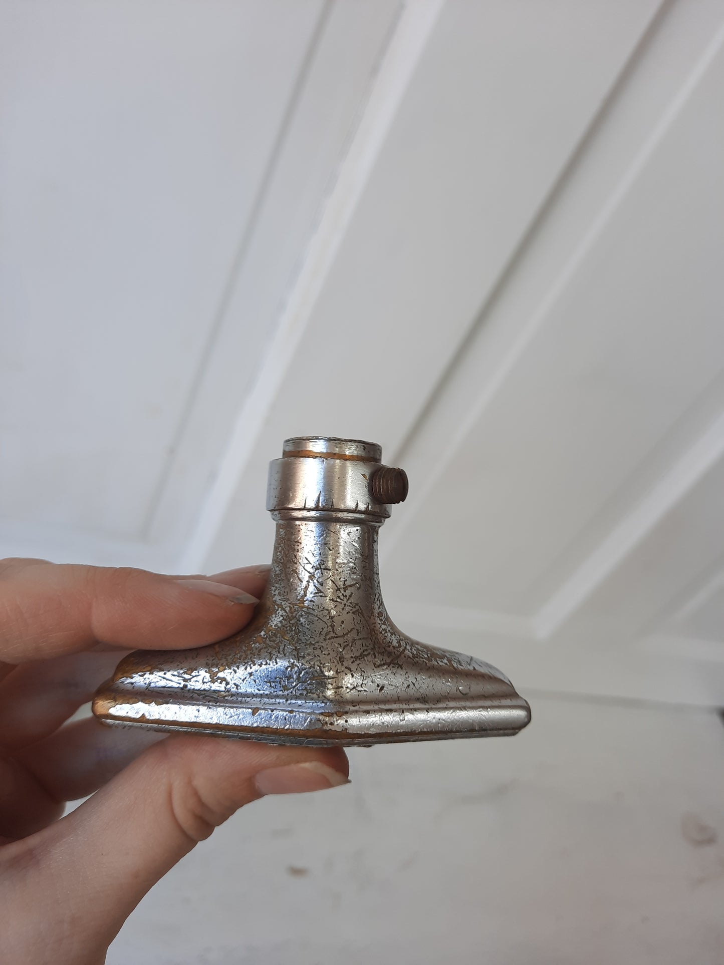 Pair of Waldorf Astoria Nickel-Plated Bronze Doorknobs, 1920s Coffin Shape Door Knobs 072712
