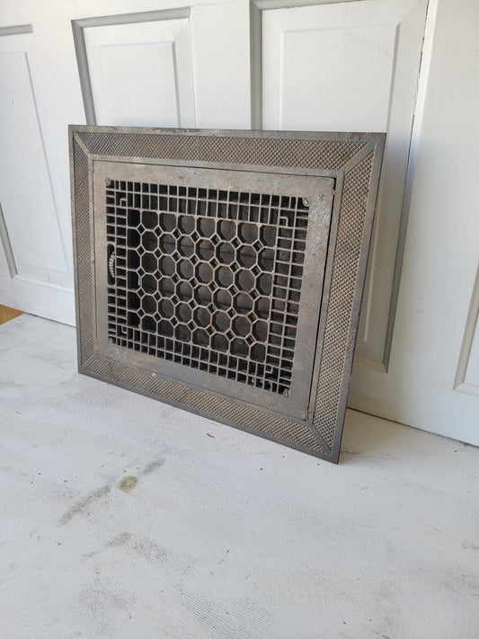 21 x 18 Antique Lattice Cold Air Return Vent, Large Floor Metal Register Grate #072906