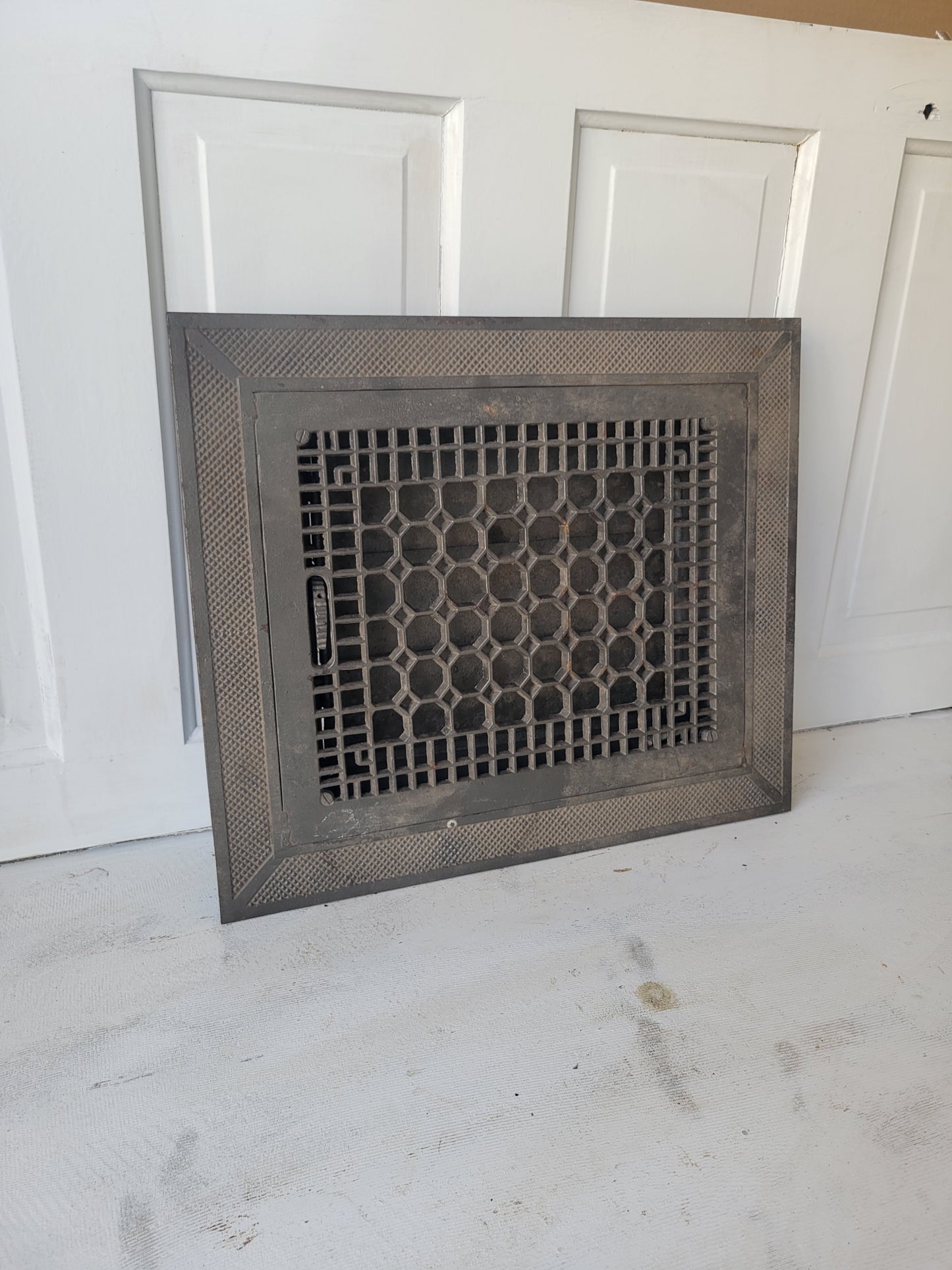 21 x 18 Antique Lattice Cold Air Return Vent, Large Floor Metal Register Grate #072906