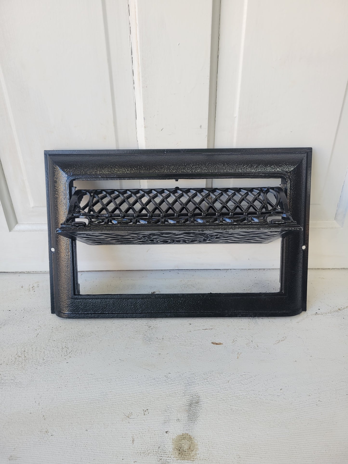 10 x 16 Fancy Cast Iron Fold Out Vent Cover, Antique Floor Register Cover with Dampers #072907