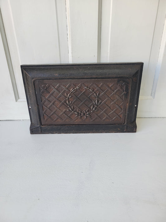 10 x 16 Fancy Cast Iron Fold Out Vent Cover, Antique Floor Register Cover with Dampers #080104