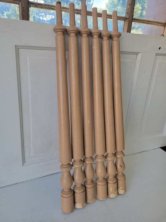 26 Matching Antique Stair Spindles, Set of 26 Turned Wood Staircase Balusters #080103
