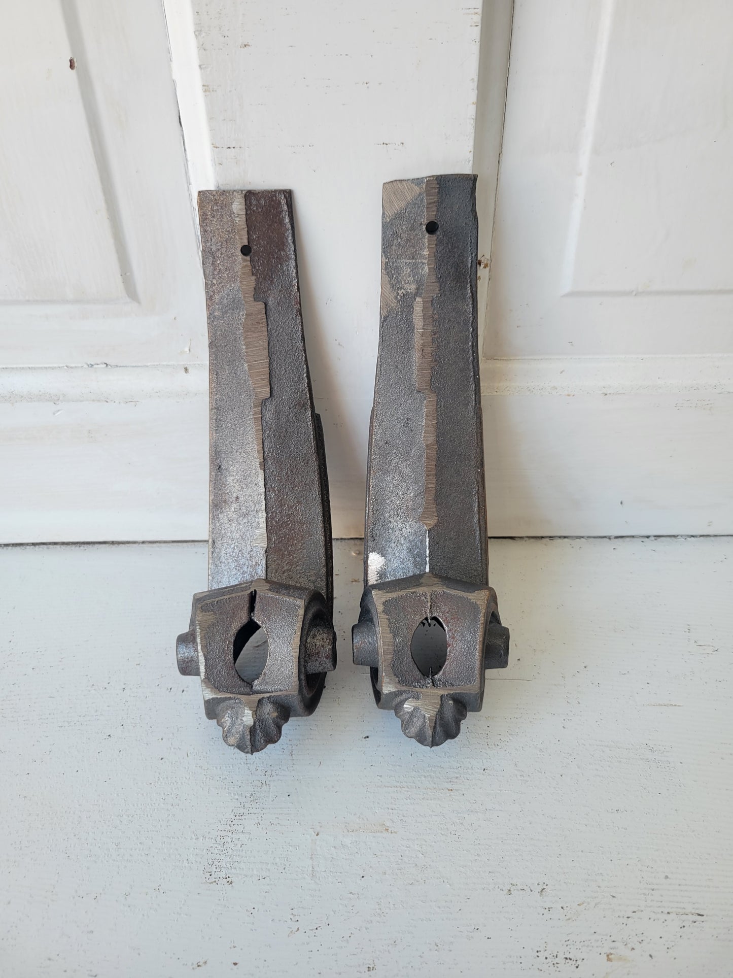 Pair of Architectural Detail Scroll Hooks, Large Iron Scroll Design Wall Hooks