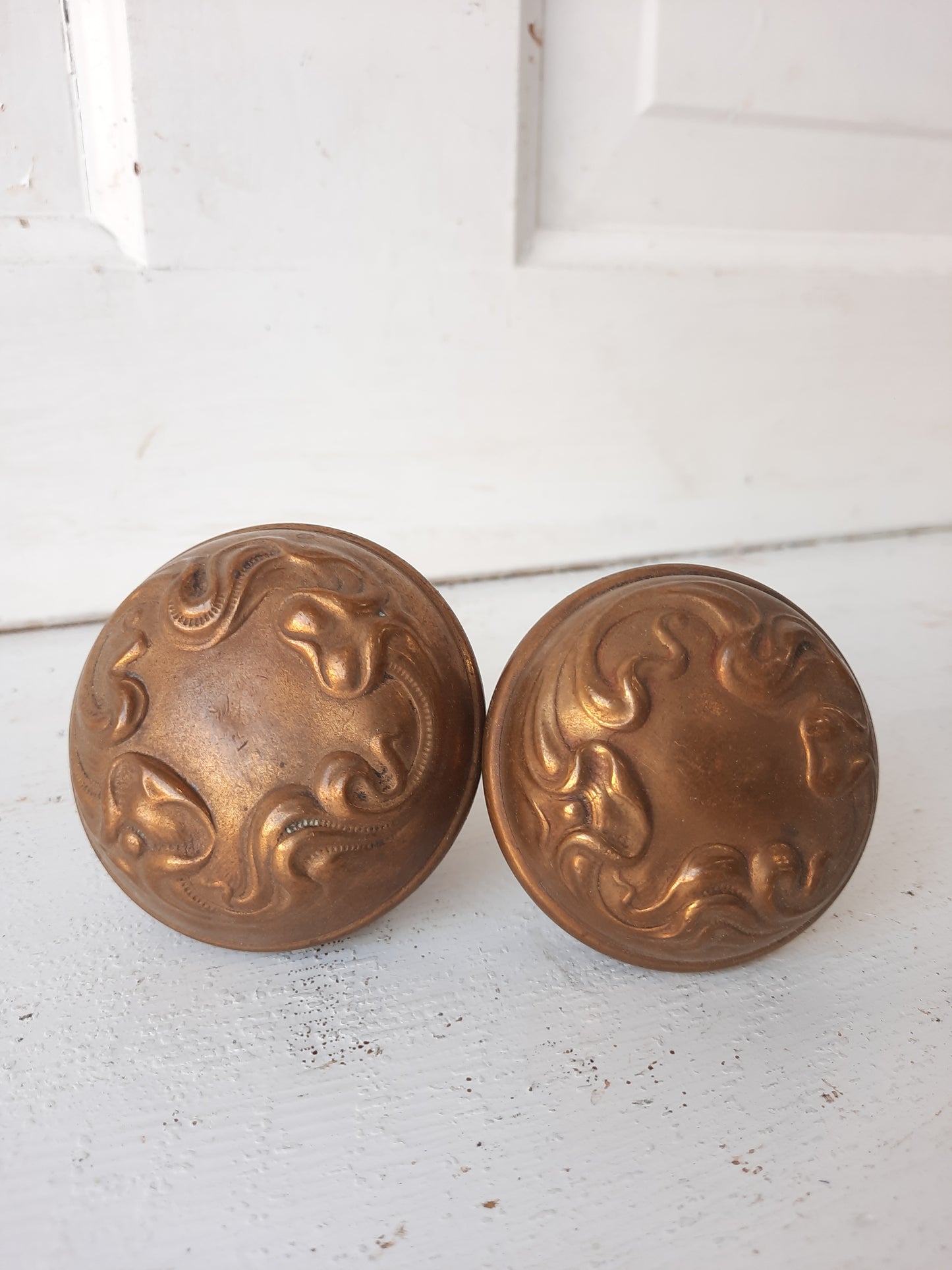 Bronze Alby Pattern Antique Doorknobs by Sargent c. 1900, Entry Pair of Antique Door Knobs, Front Door Hardware 082907