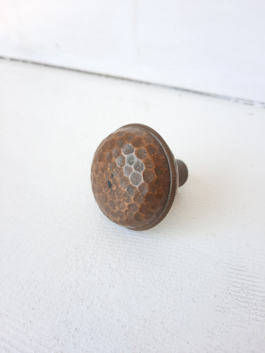 Small Solid Bronze Doorknob with Hammered Texture, Small Size Antique Door Knob Victorian Era, 083114