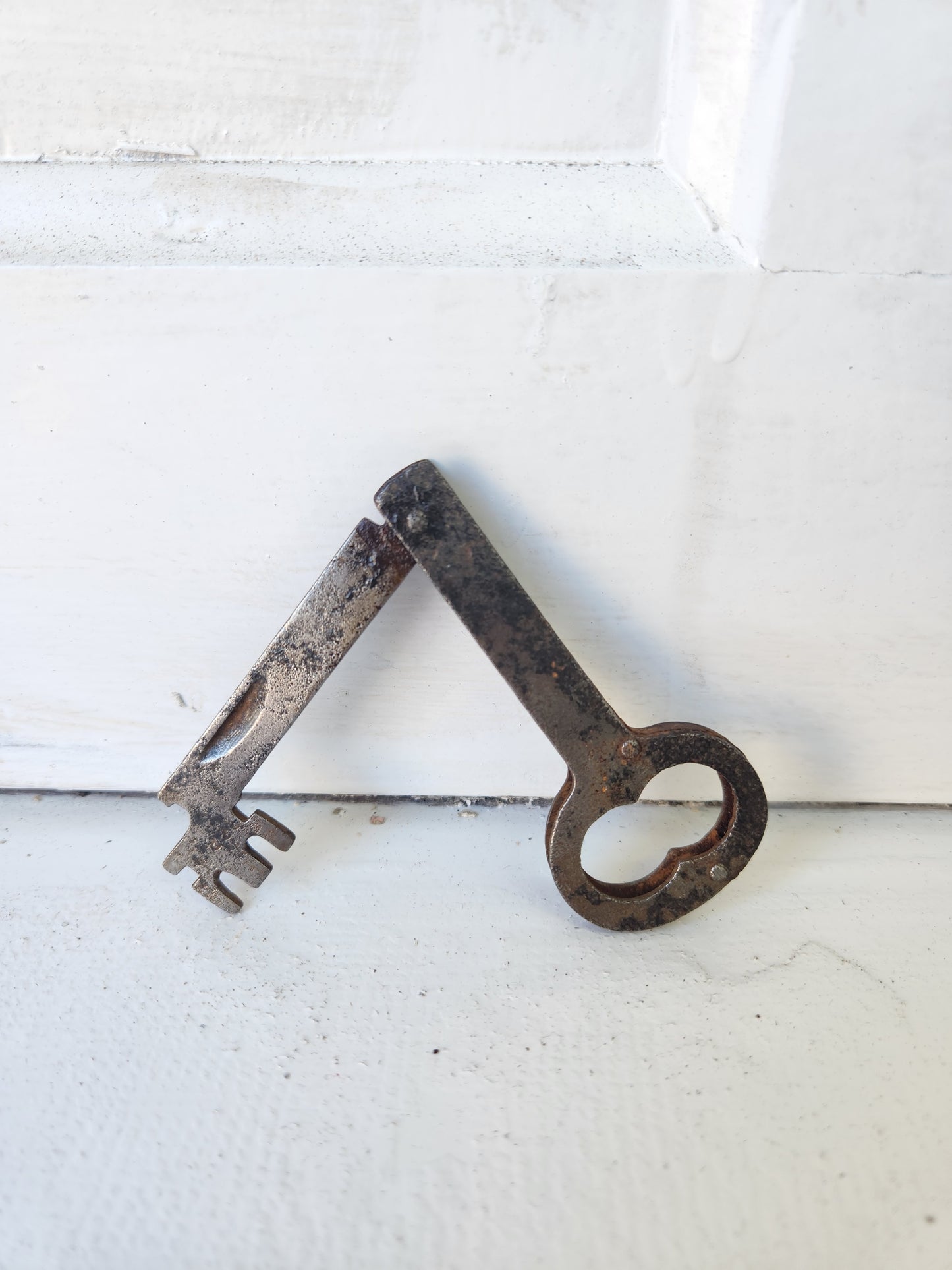 Large Antique Folding Door Key, Victorian Era Iron Folding Skeleton Key,Branford  090205