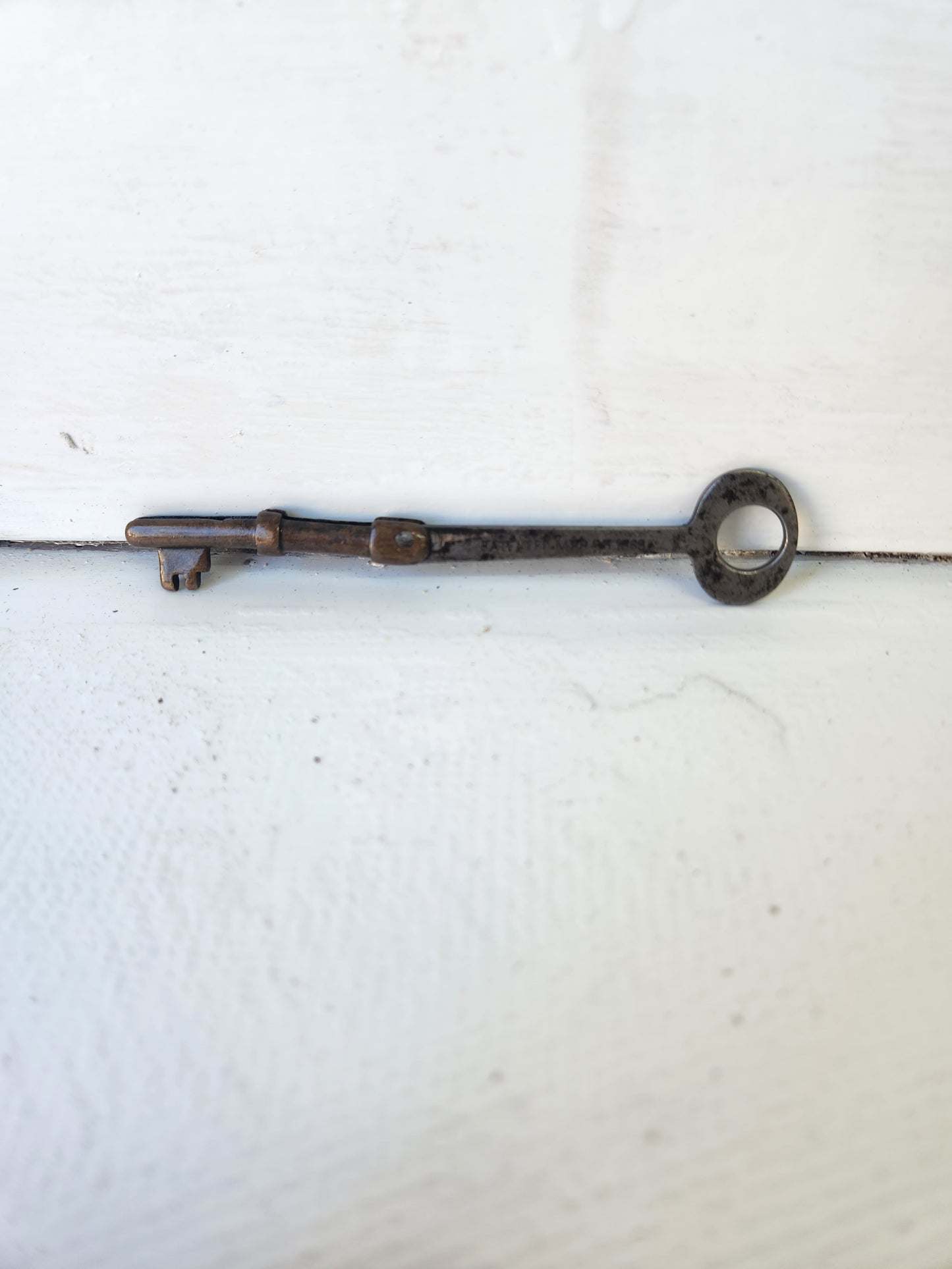 Large Antique Folding Door Key, Victorian Era Iron Folding Skeleton Key, Mallory Wheeler 090207