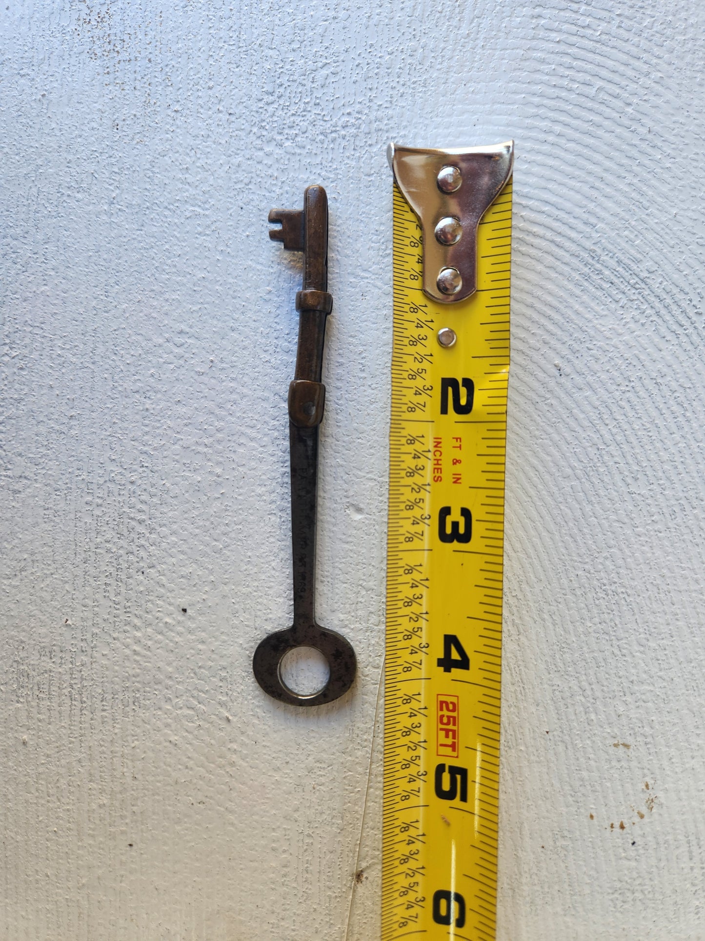 Large Antique Folding Door Key, Victorian Era Iron Folding Skeleton Key, Mallory Wheeler 090207